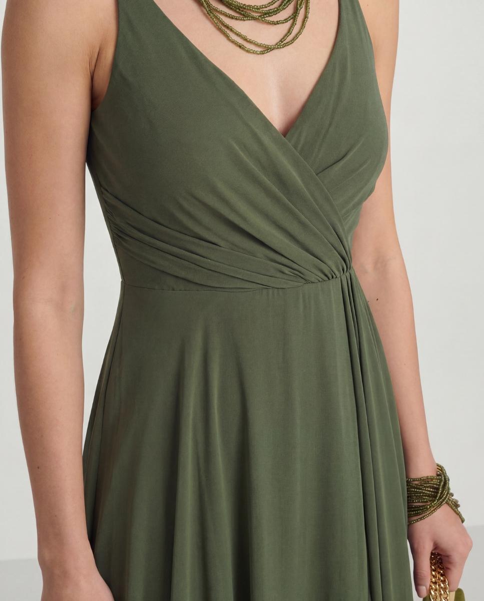Vestido largo de gasa con falda fluída - Veneno en la piel - Verde Verde-2