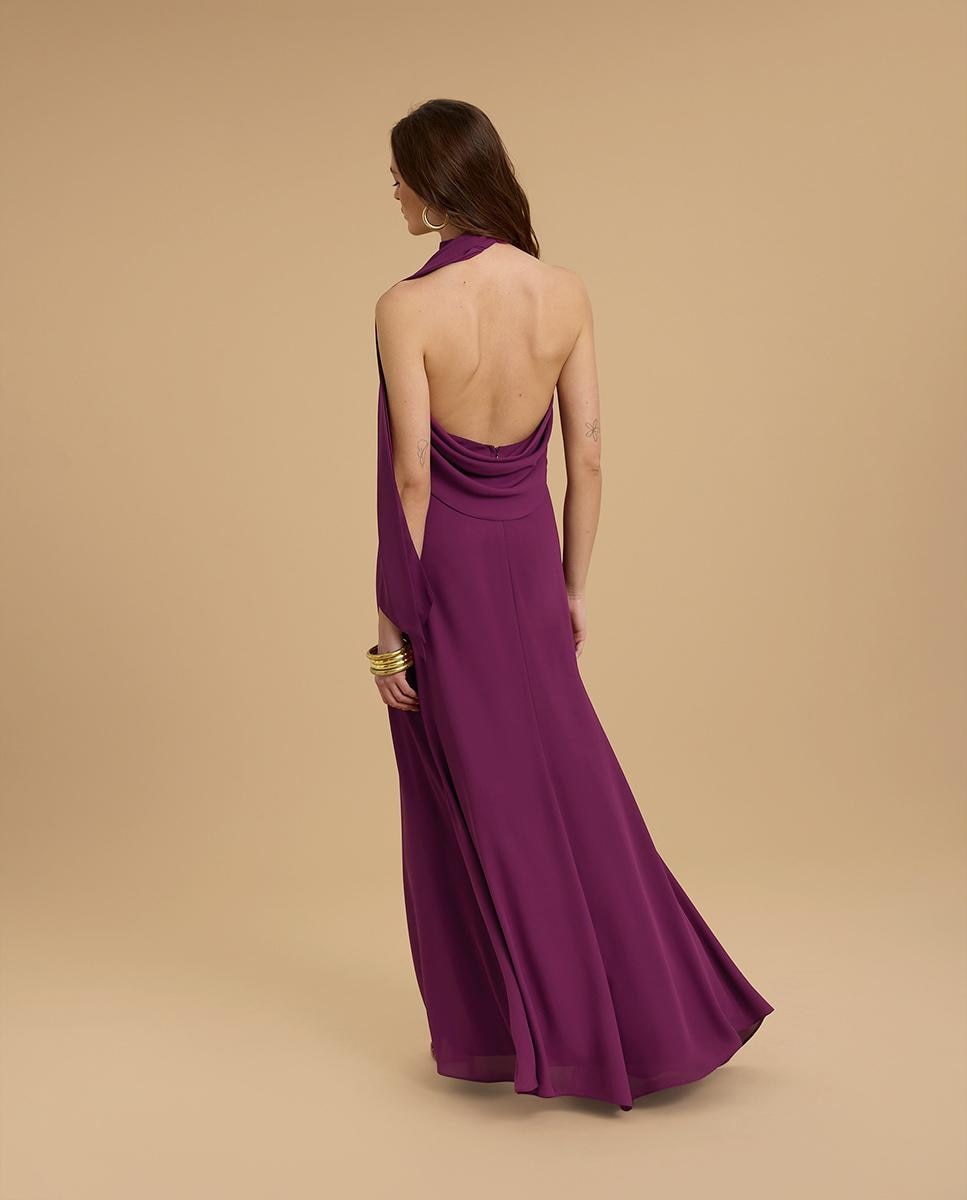 Vestido largo con cuello halter - Veneno en la piel - Morado Morado-2