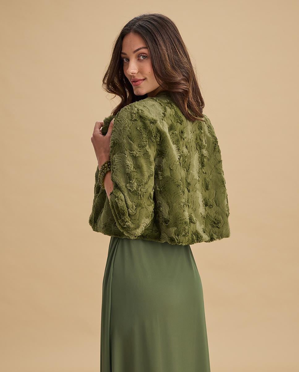 Chaqueta de mujer de pelo en manga francesa - Veneno en la piel - Verde Verde-2