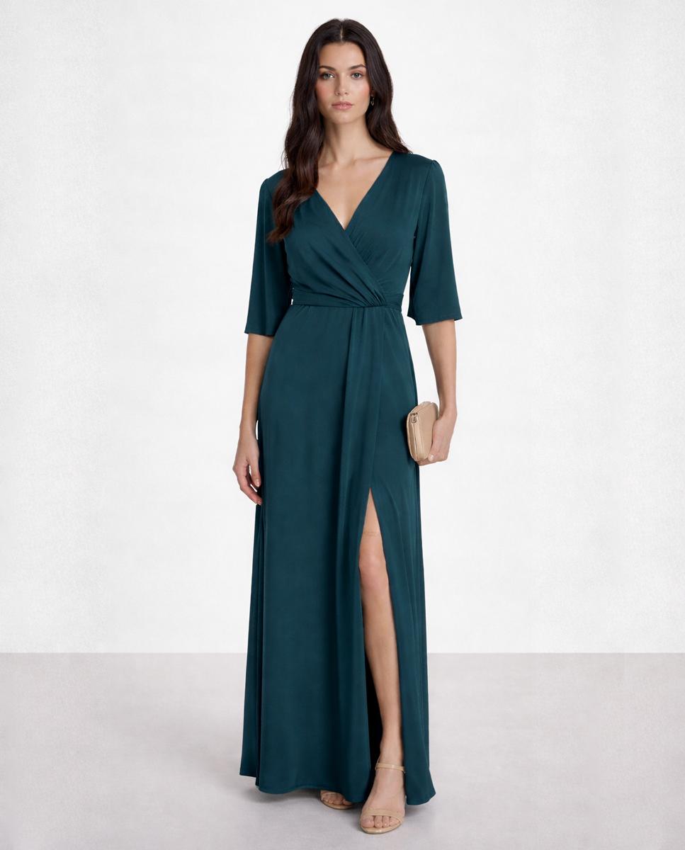 Veneno en la piel - Vestido largo de gasa con escote cruzado.