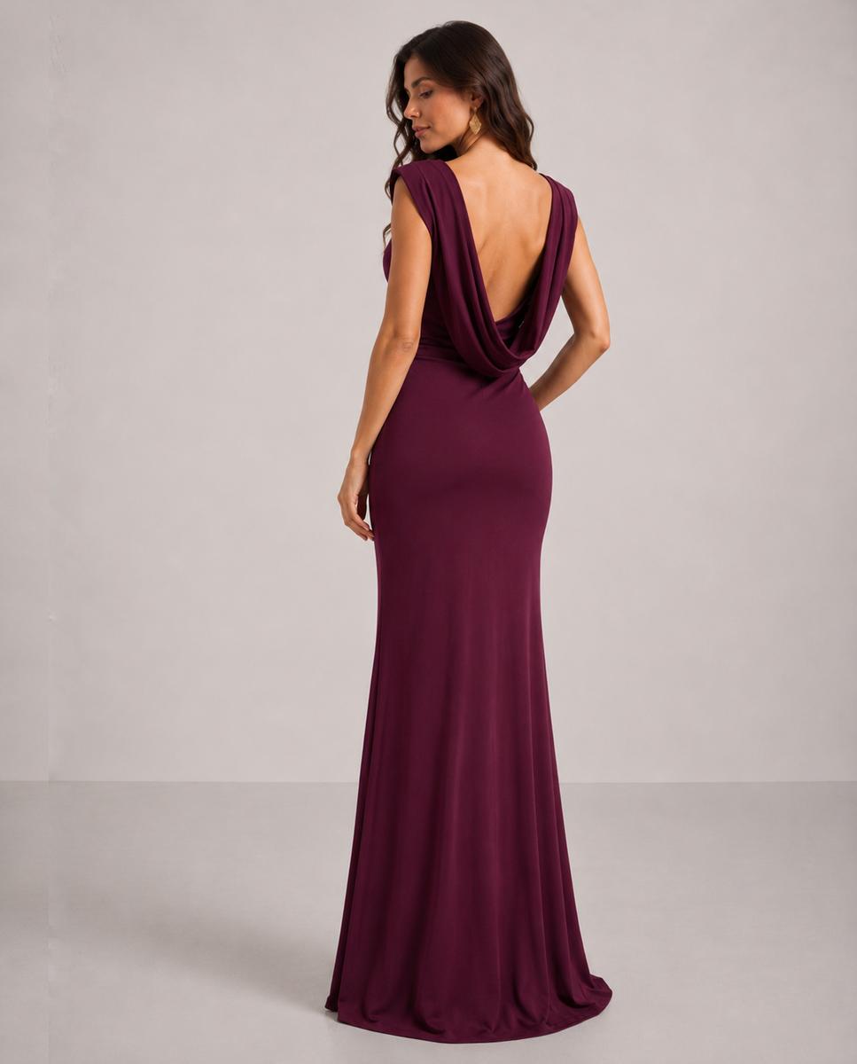 Vestido dew largo de punto con escote en la espalda - Veneno en la piel - Vino Vino-3