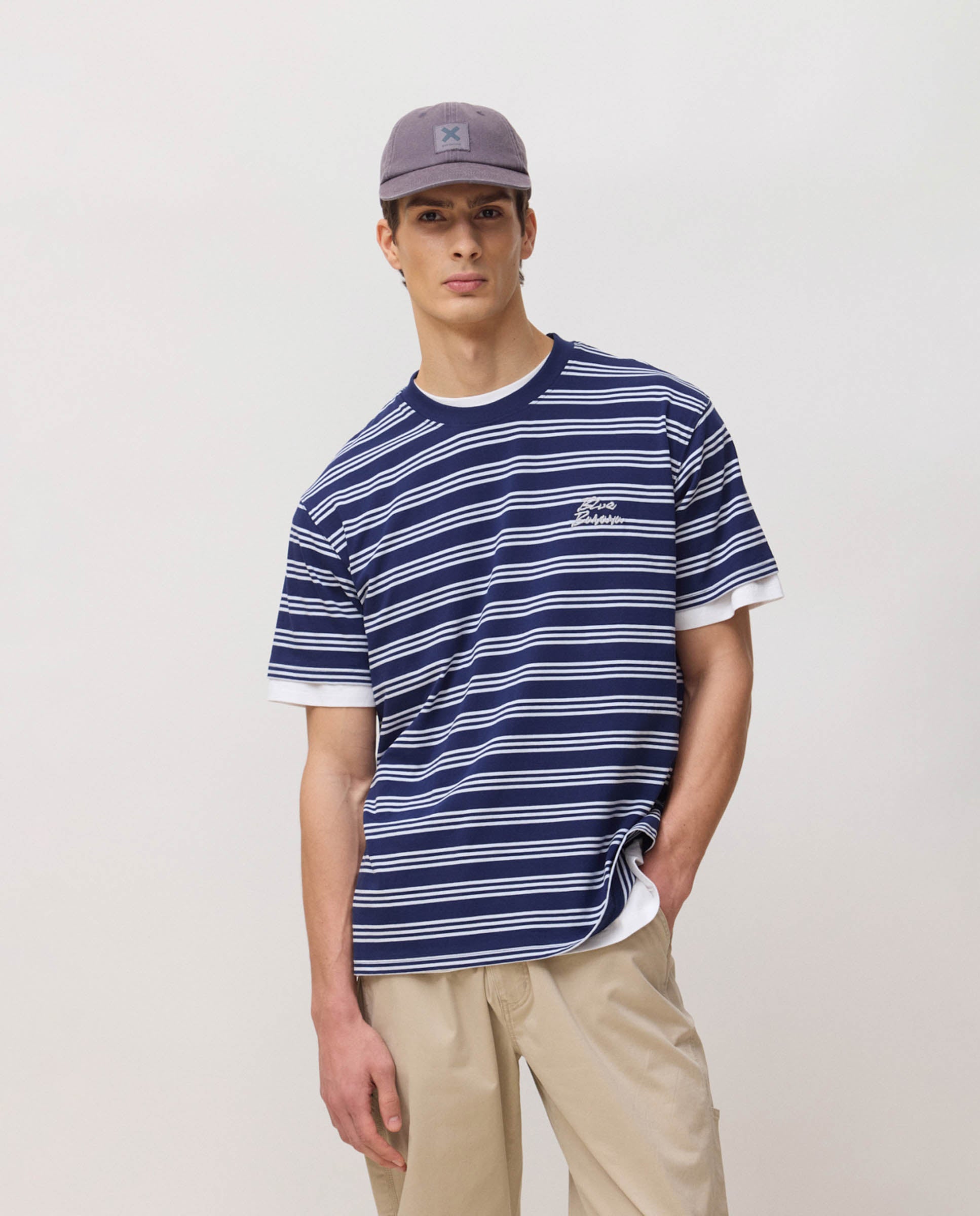 Blue Banana - Camiseta de hombre stripes navy.