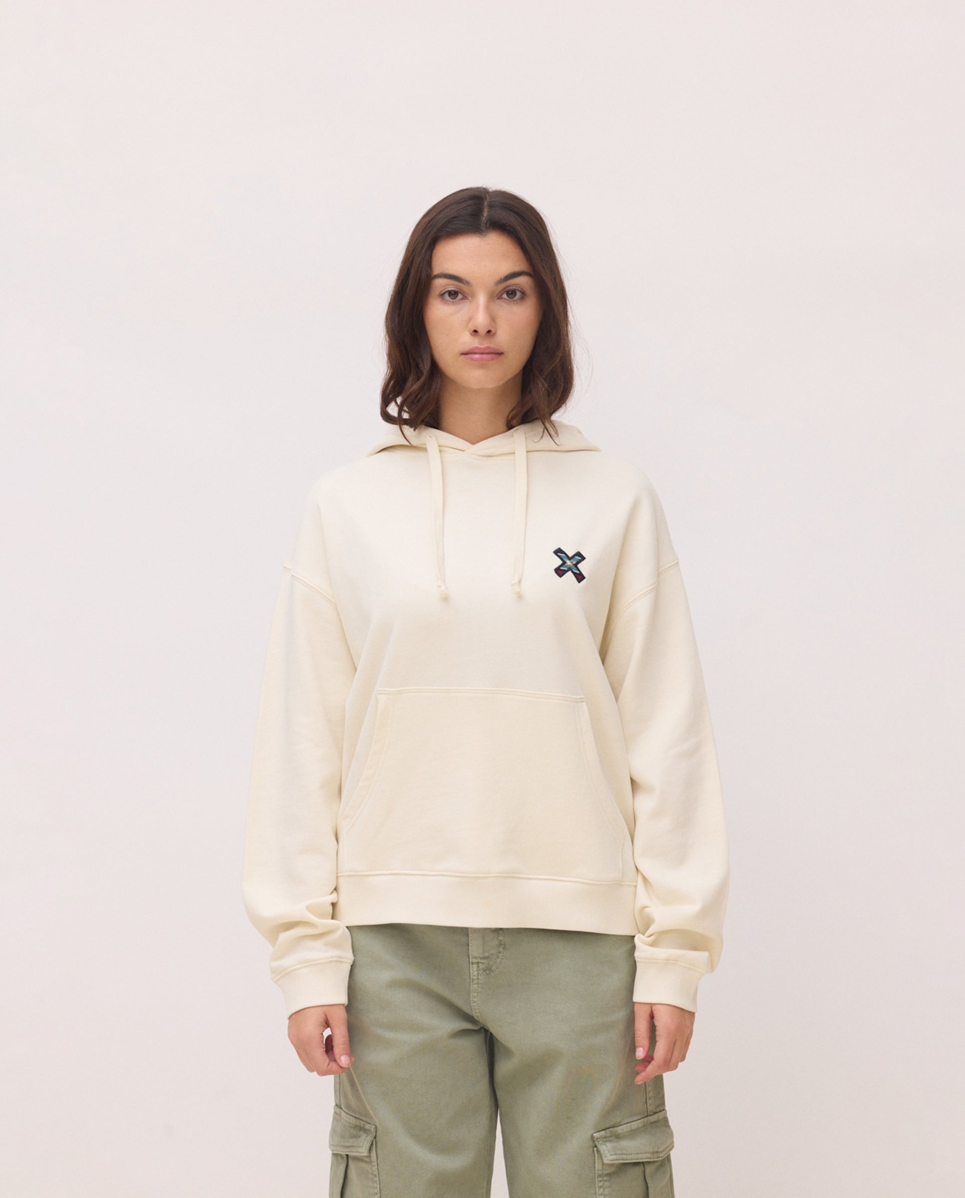 Blue Banana - Sudadera de mujer de algodón con capucha karma off white.