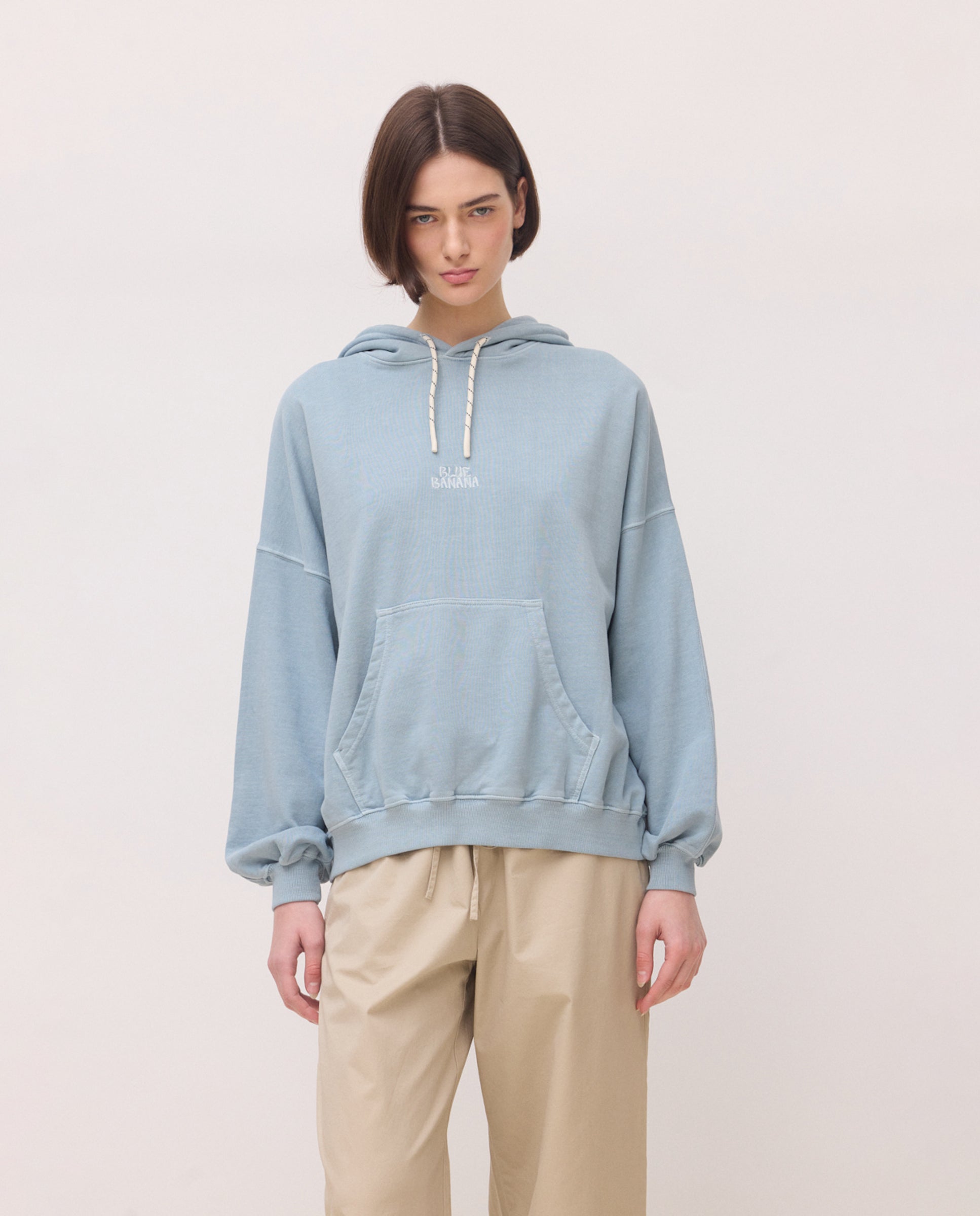 Blue Banana - Sudadera de mujer de algodón con capucha rope mist.