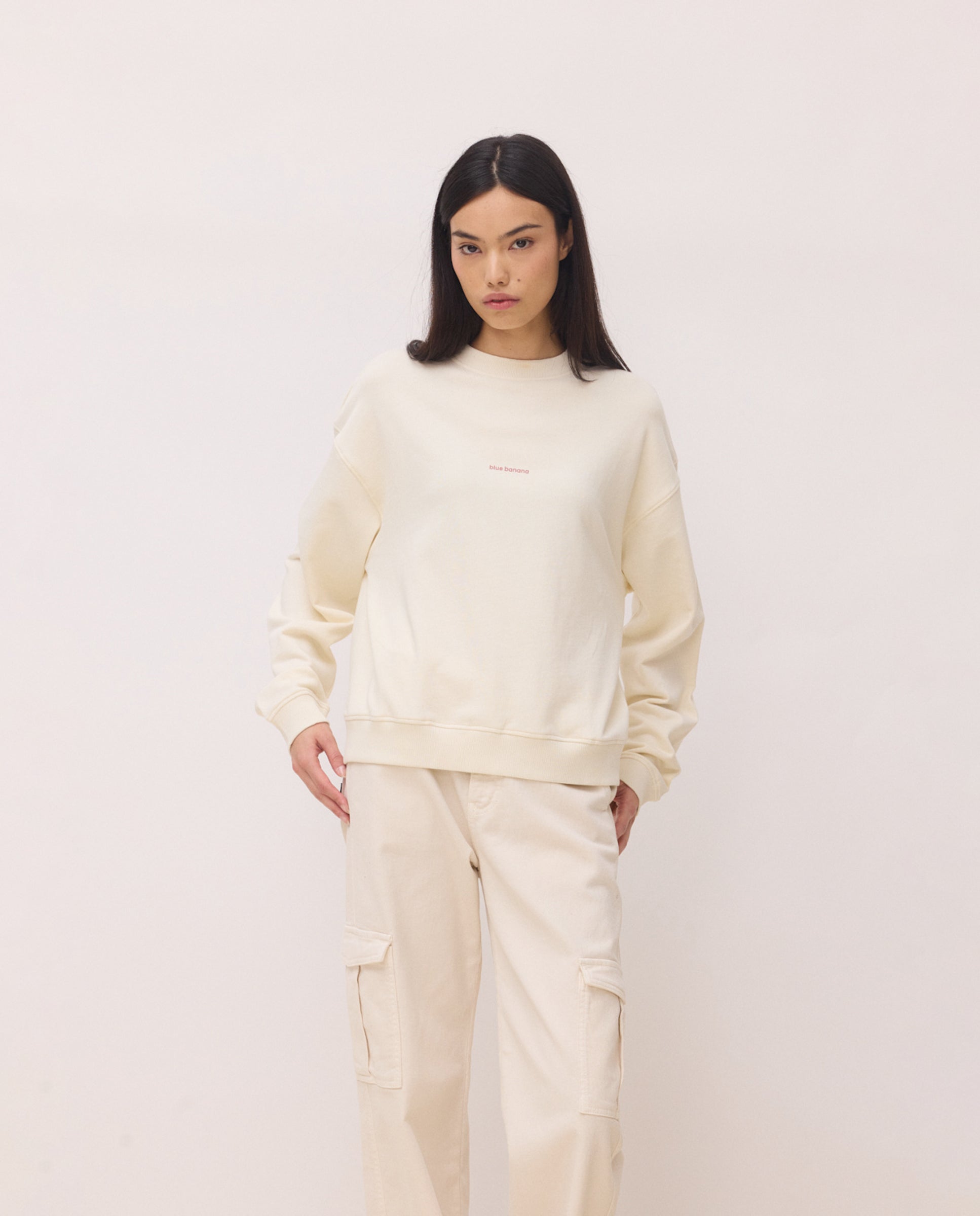 Blue Banana - Sudadera de mujer de algodón nature off white.
