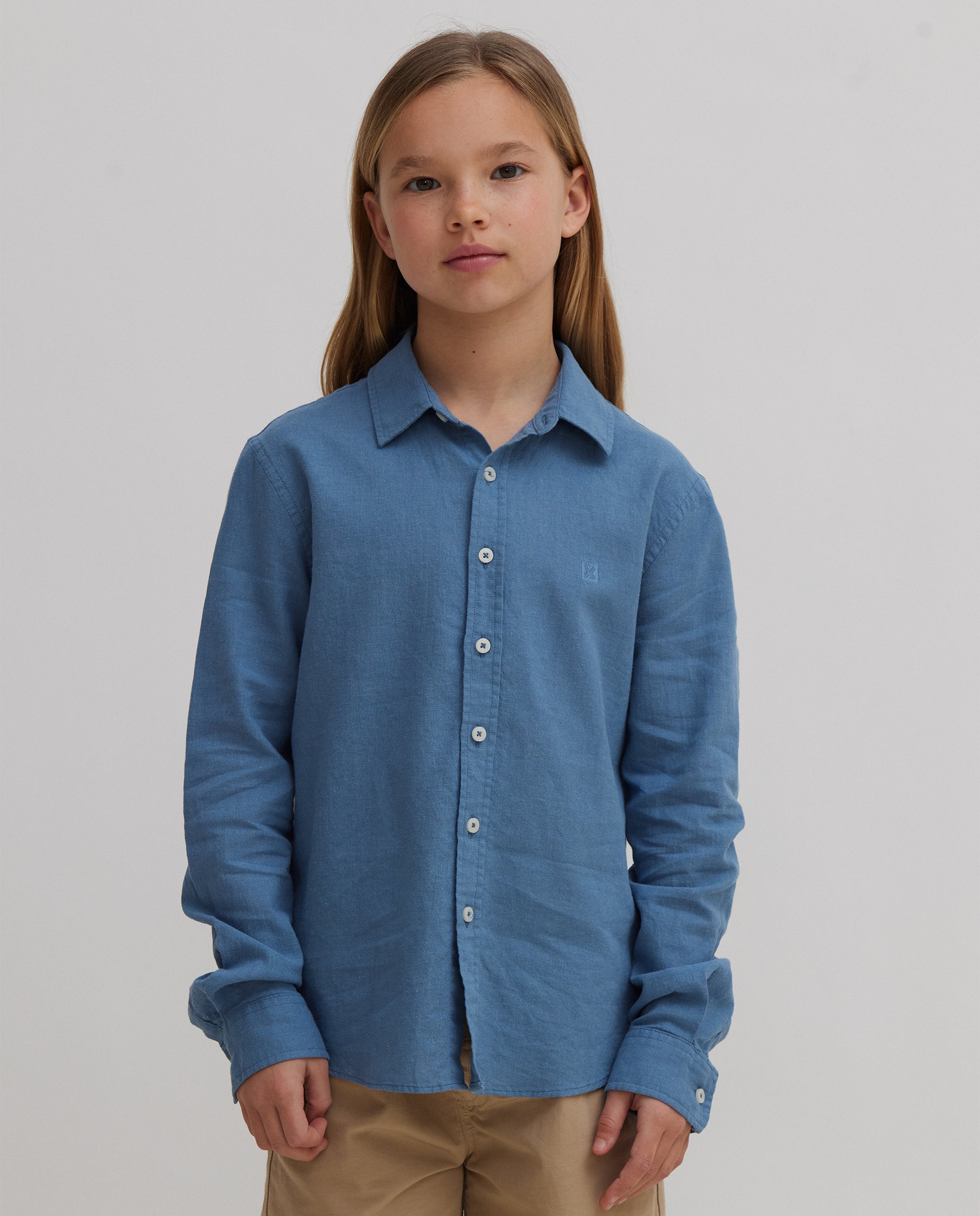 Imagen 0 de Camisa de lino sky blue Azul grisáceo