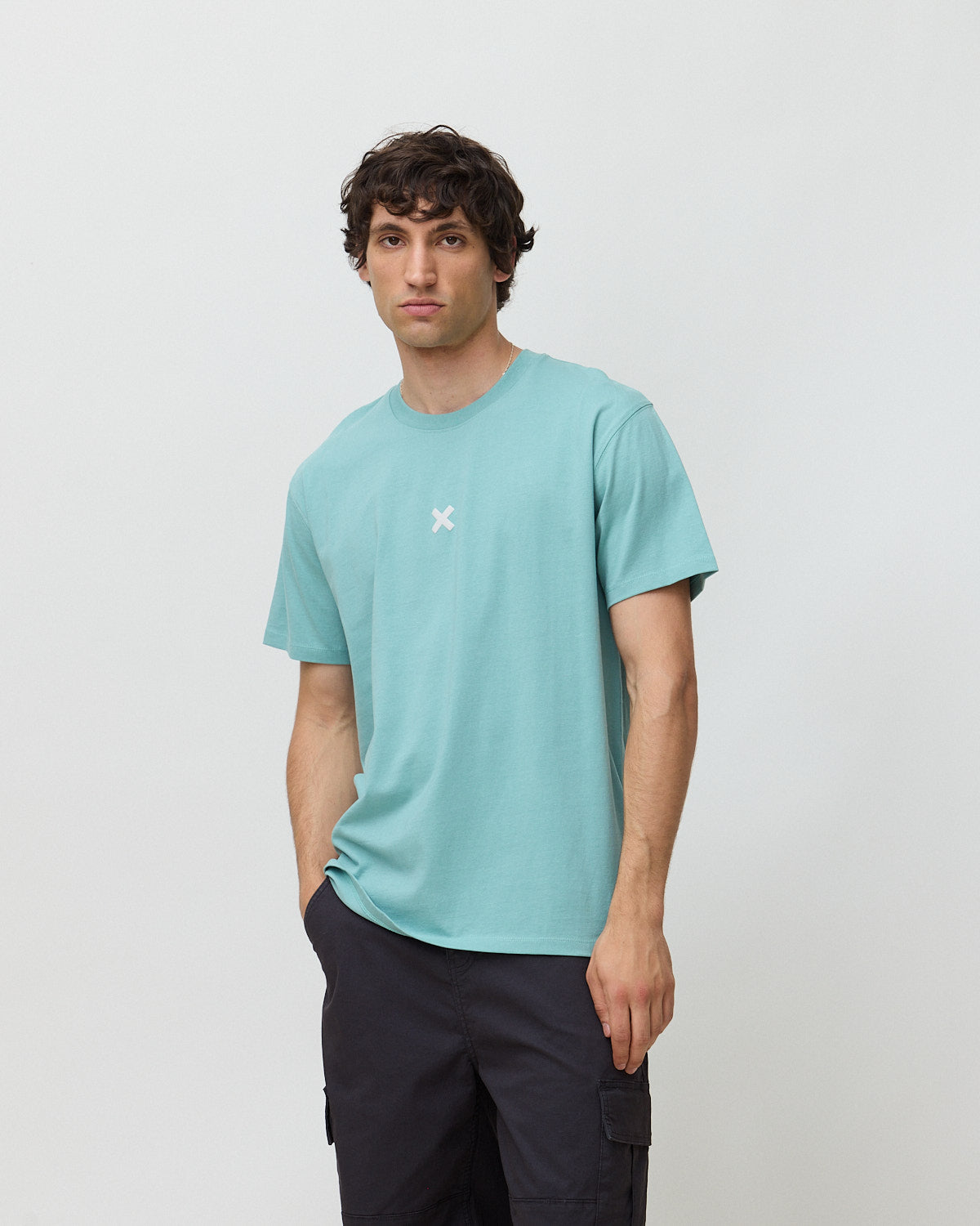 Imagen 1 de Camiseta de hombre de 100% algodón orgánico bonfire dusty acqua Turquesa