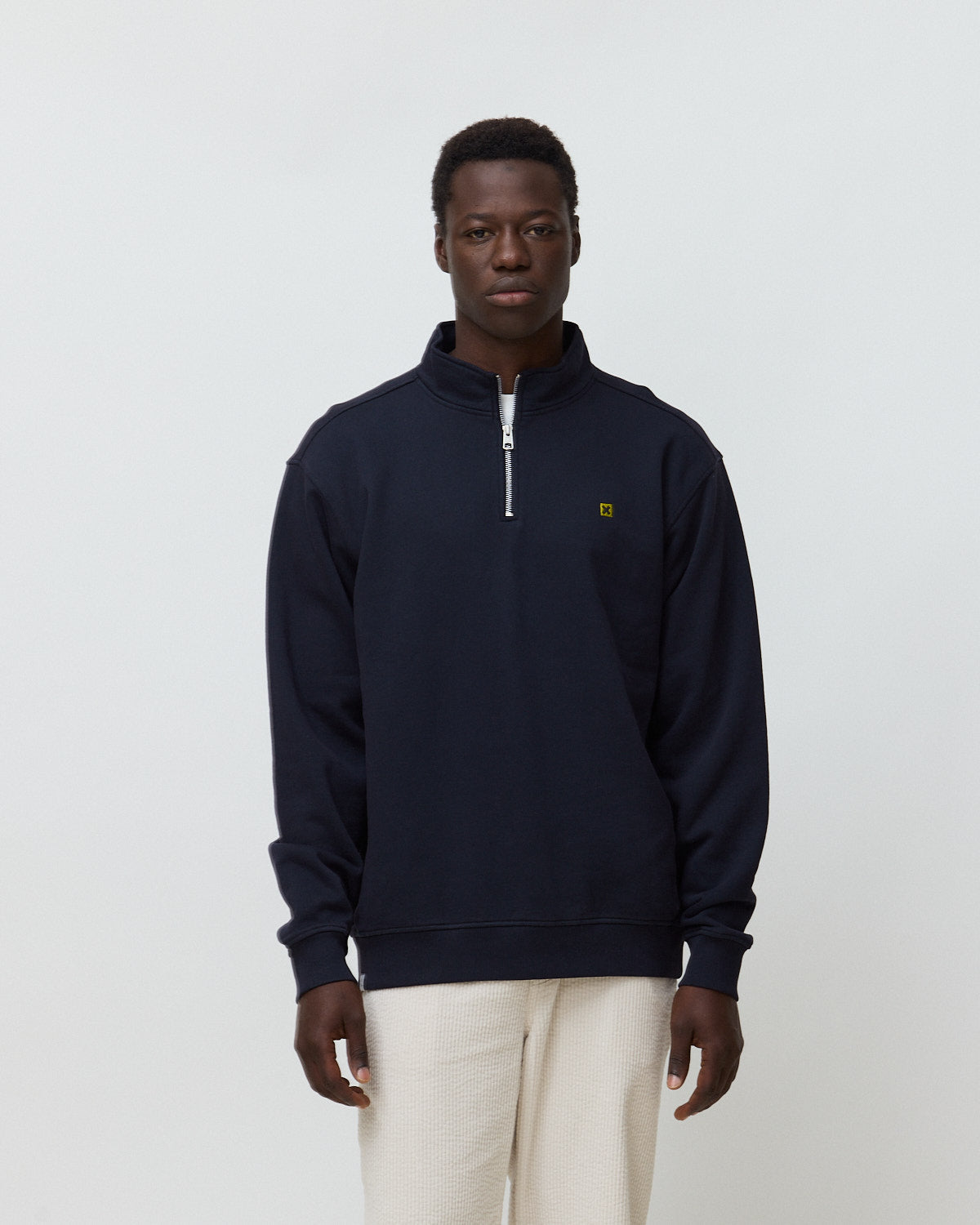 Imagen 1 de Sudadera de hombre de 100% algodón orgánico logo half zip azul marino Azul marino