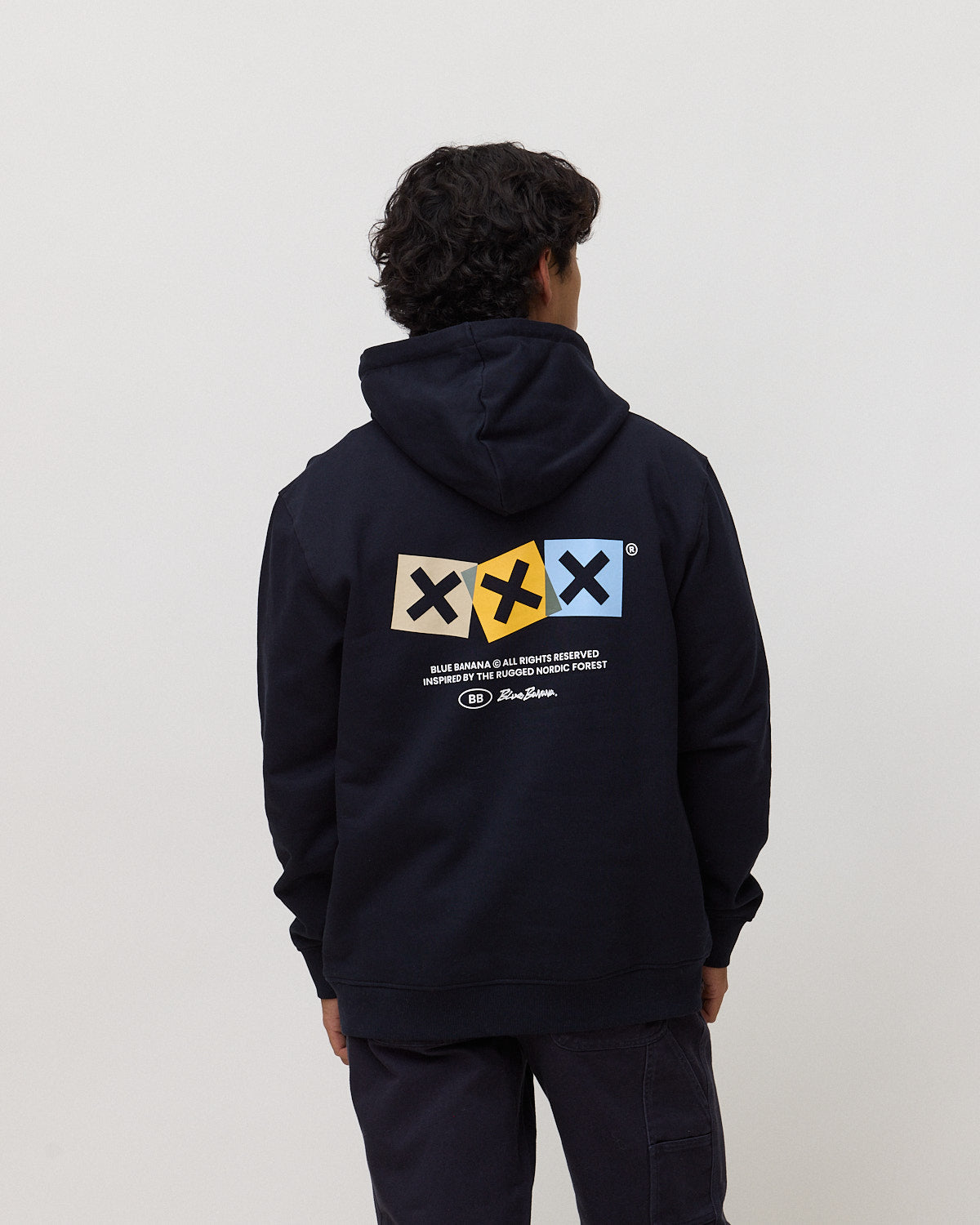 Sudadera con capucha de hombre de 100% algodón orgánico dice - Blue Banana - Azul marino Azul marino-2