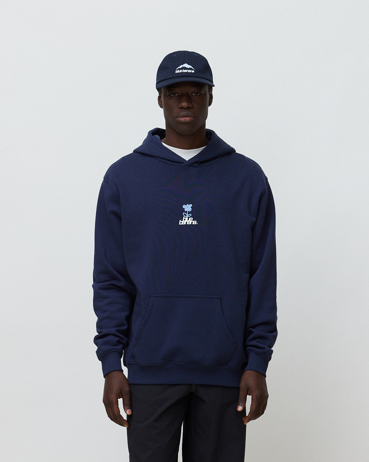 Imagen 0 de Sudadera con capucha de hombre de 100% algodón orgánico flower azul marino Azul marino