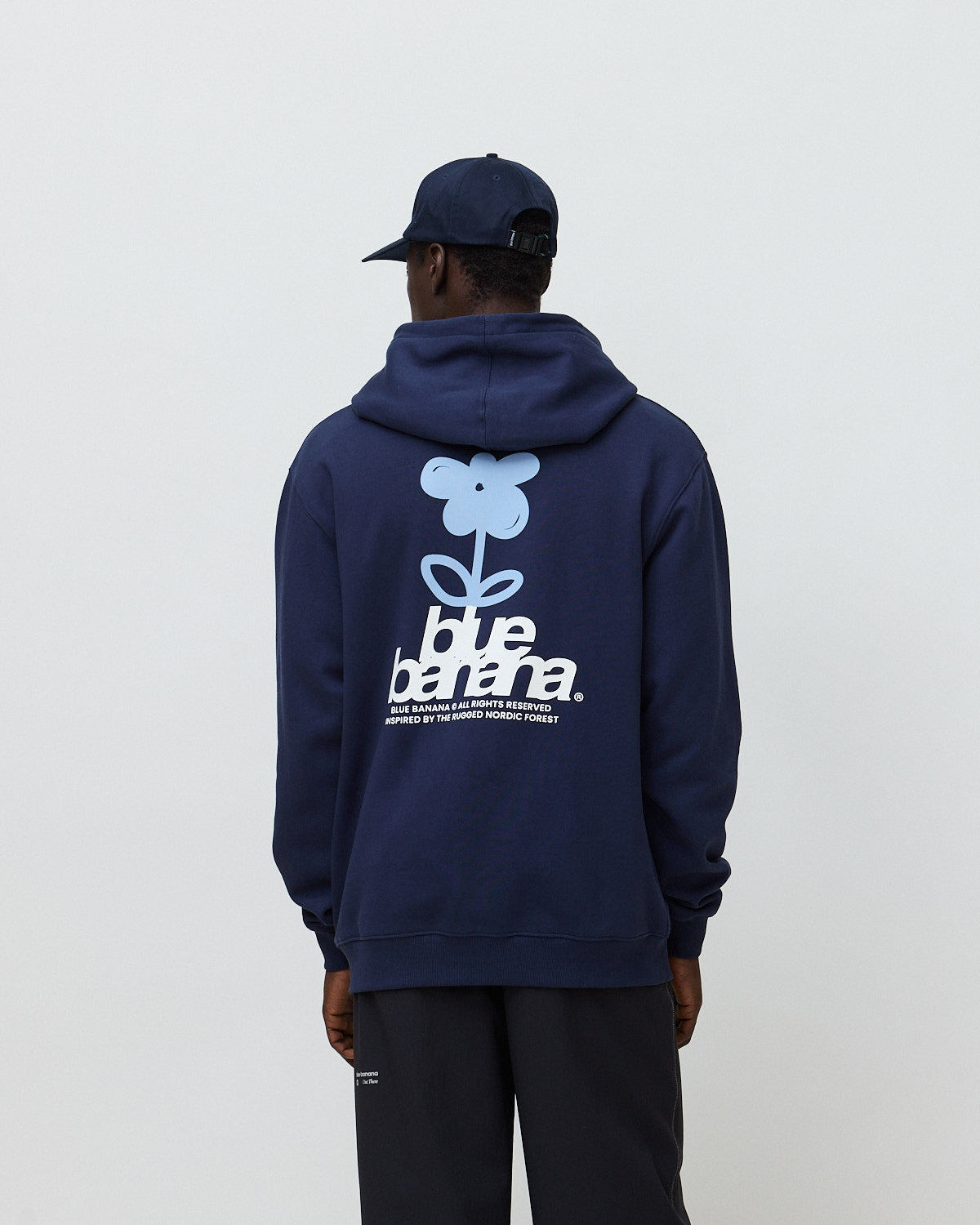 Sudadera con capucha de hombre de 100% algodón orgánico flower - Blue Banana - Azul marino Azul marino-2
