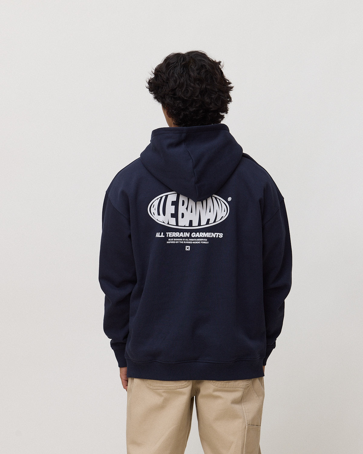 Sudadera con capucha de hombre de 100% algodón orgánico oval - Blue Banana - Azul marino Azul marino-2