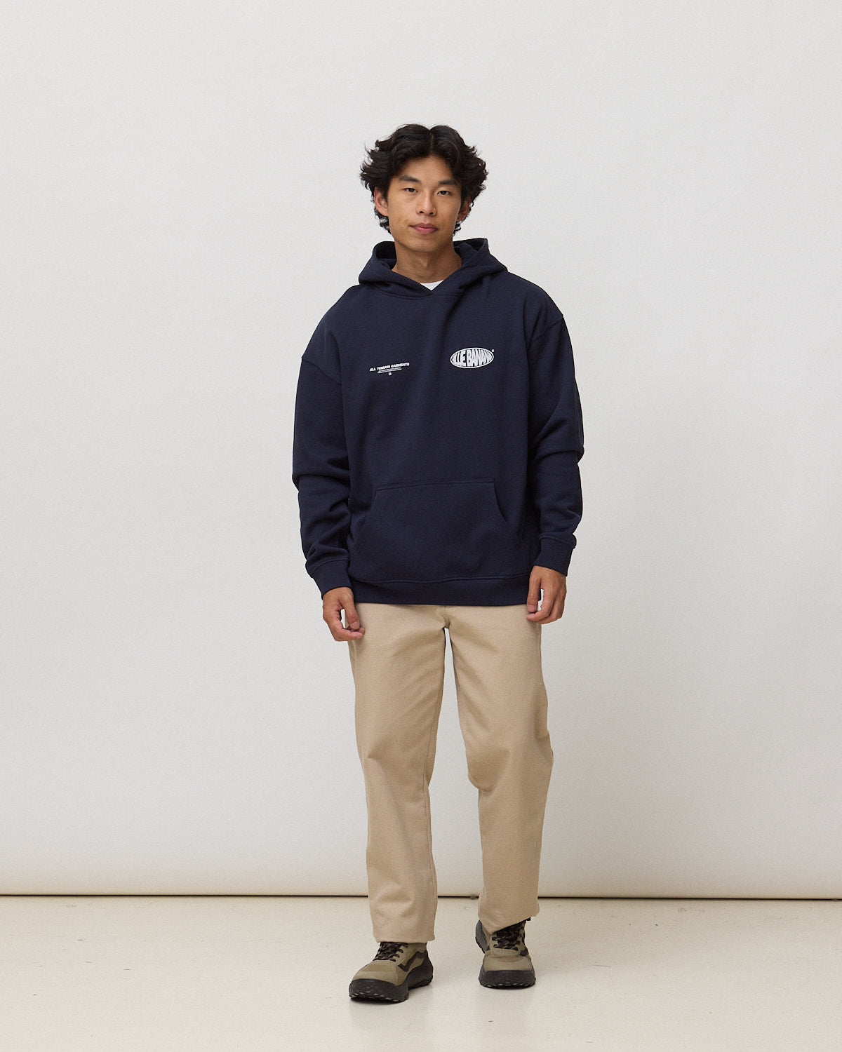 Sudadera con capucha de hombre de 100% algodón orgánico oval - Blue Banana - Azul marino Azul marino-3