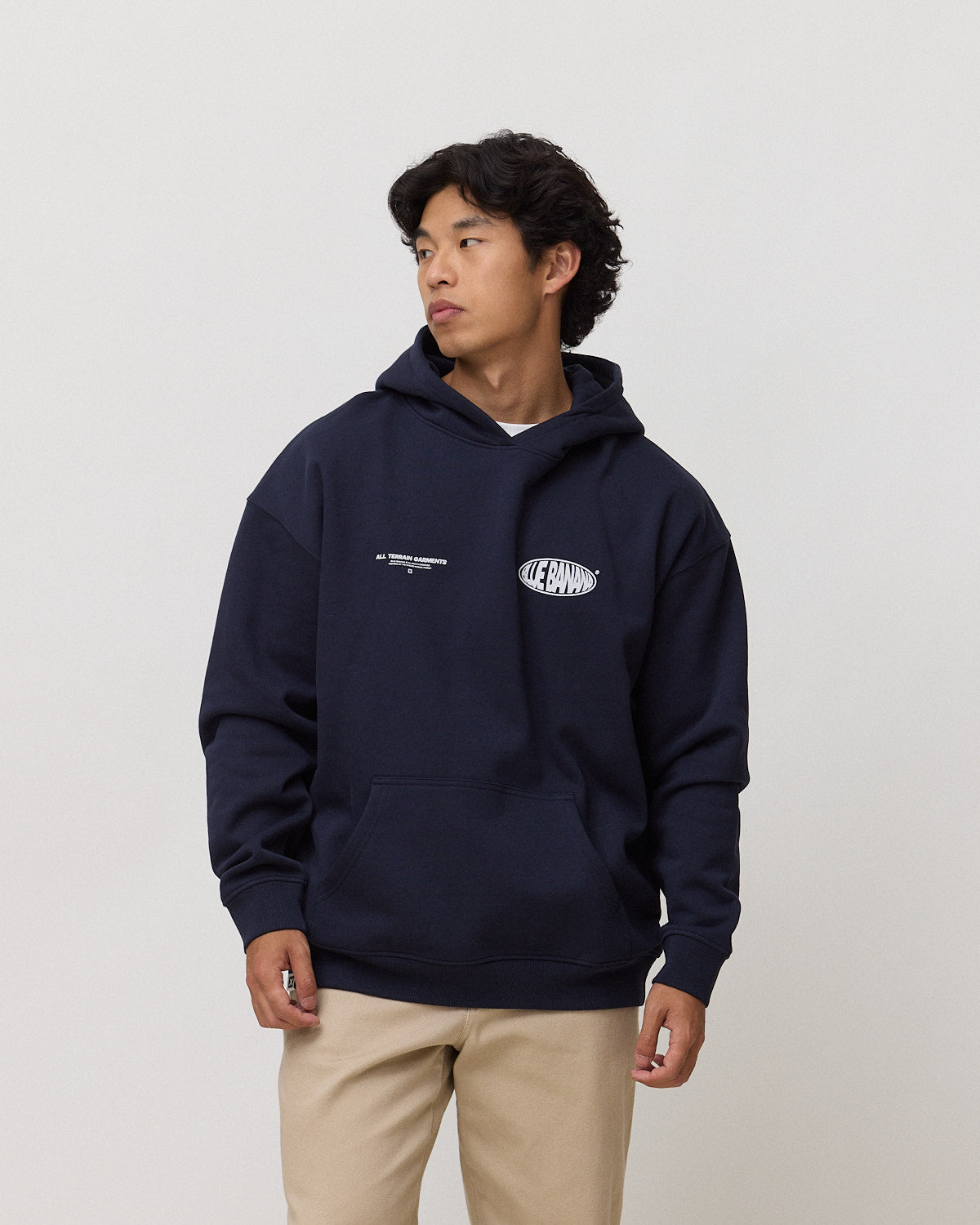 Imagen 0 de Sudadera con capucha de hombre de 100% algodón orgánico oval azul marino Azul marino