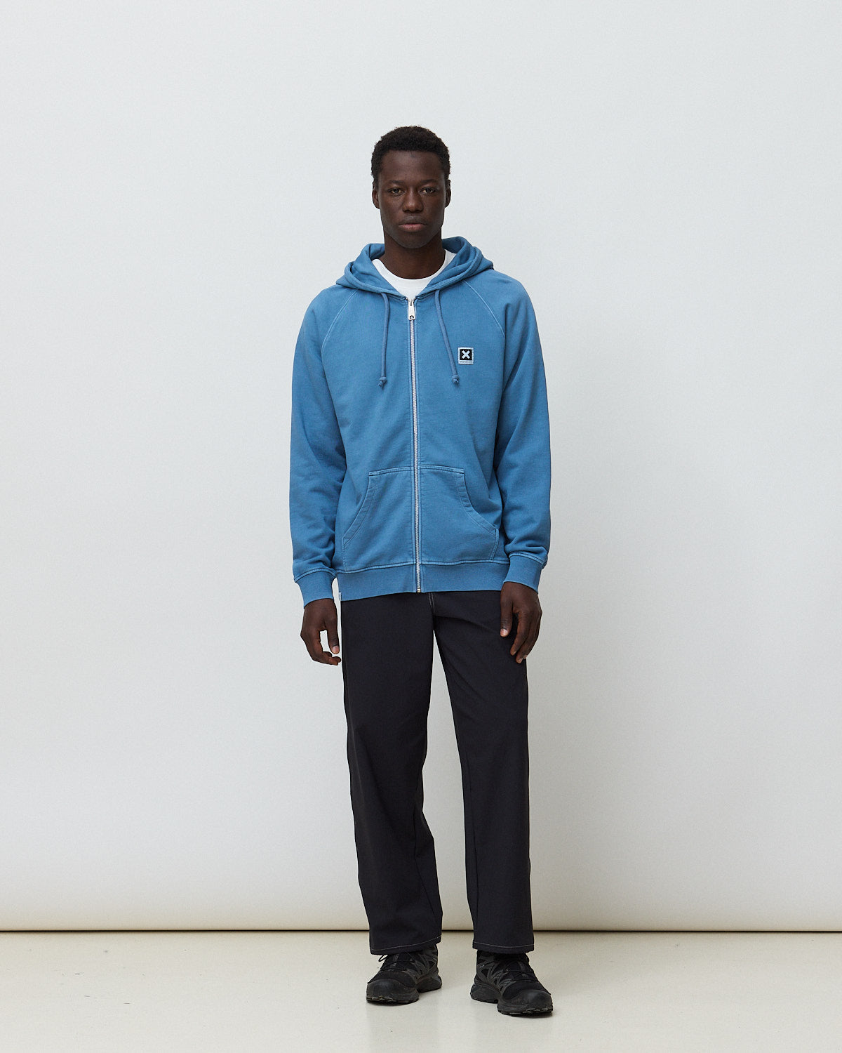 Sudadera con capucha de hombre de 100% algodón orgánico iconic full zip indigo blue - Blue Banana - Azul Azul-3