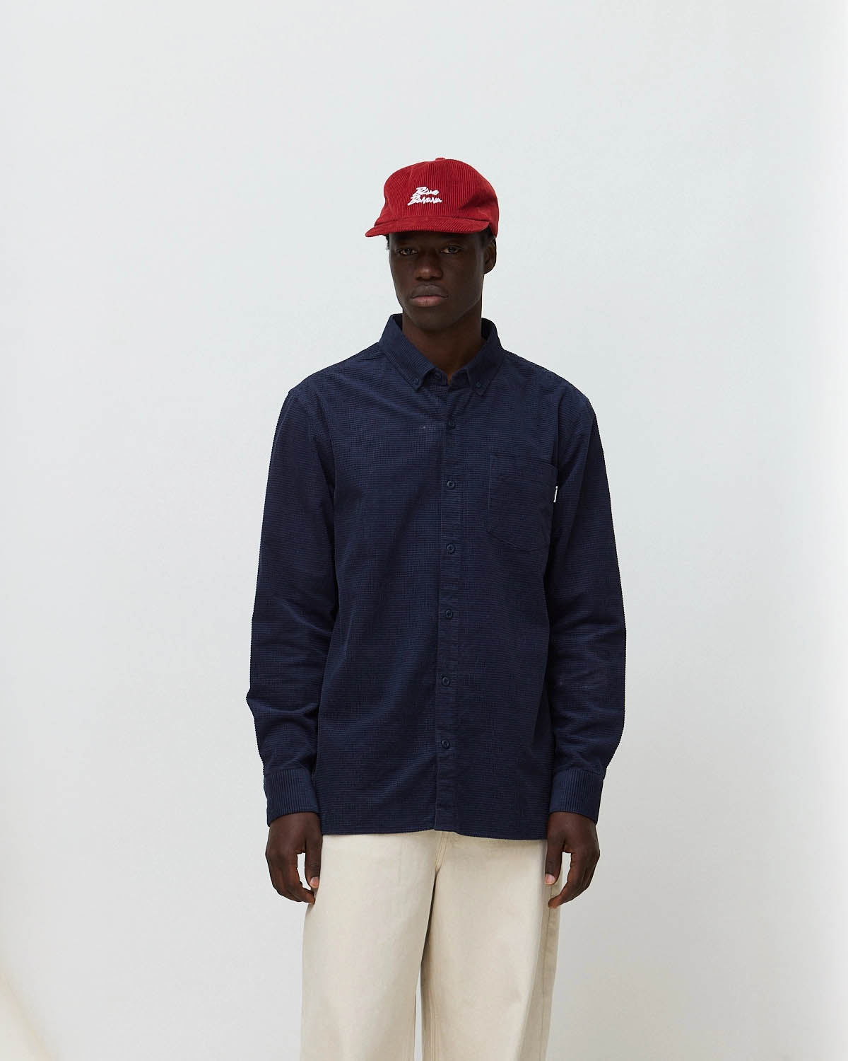 Sobrecamisa de hombre de 100% algodón waffle indigo blue - Blue Banana - Azul Azul-1