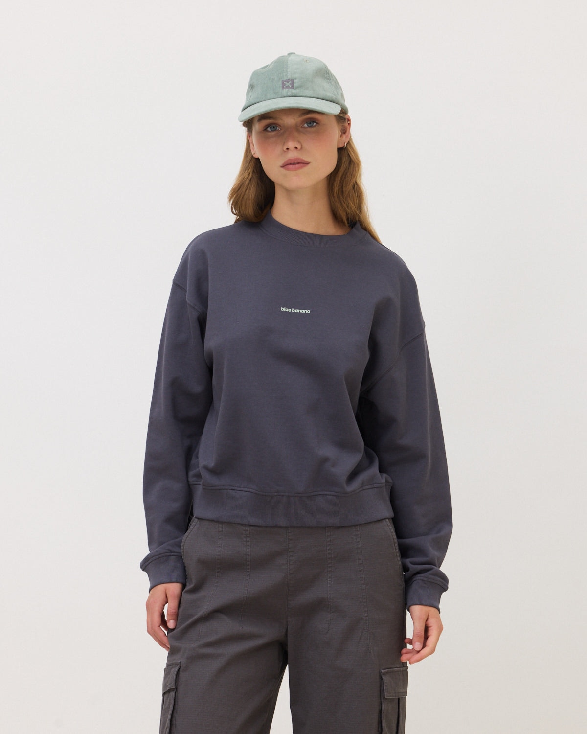 Sudadera de mujer de 100% algodón orgánico nature antracita - Blue Banana - Acacia / Antracita Acacia / Antracita-1