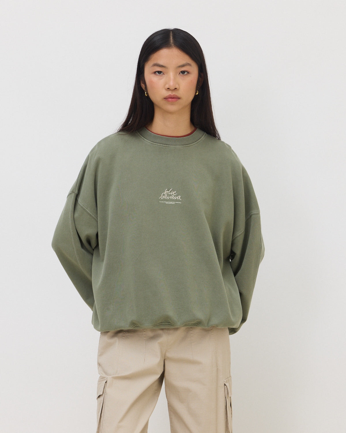 Sudadera de mujer de algodón orgánico signature olive green - Blue Banana - Verde Oliva Verde Oliva-1