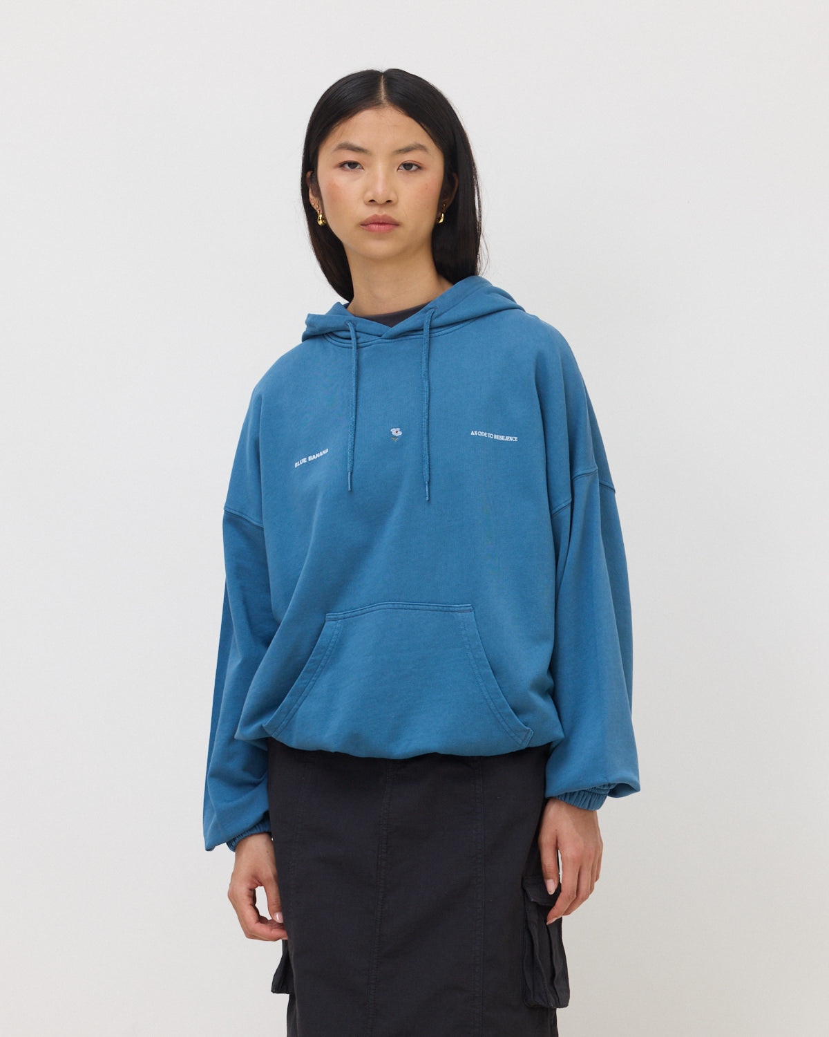 Sudadera con capucha de mujer de algodón orgánico wander indigo blue - Blue Banana - Azul Azul-1