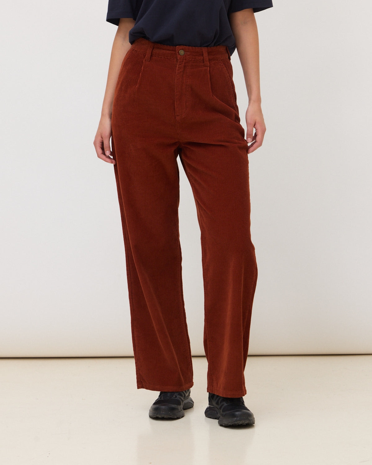 Pantalón straight de mujer de 100% algodón cord terra - Blue Banana - Rojo Teja Rojo Teja-1