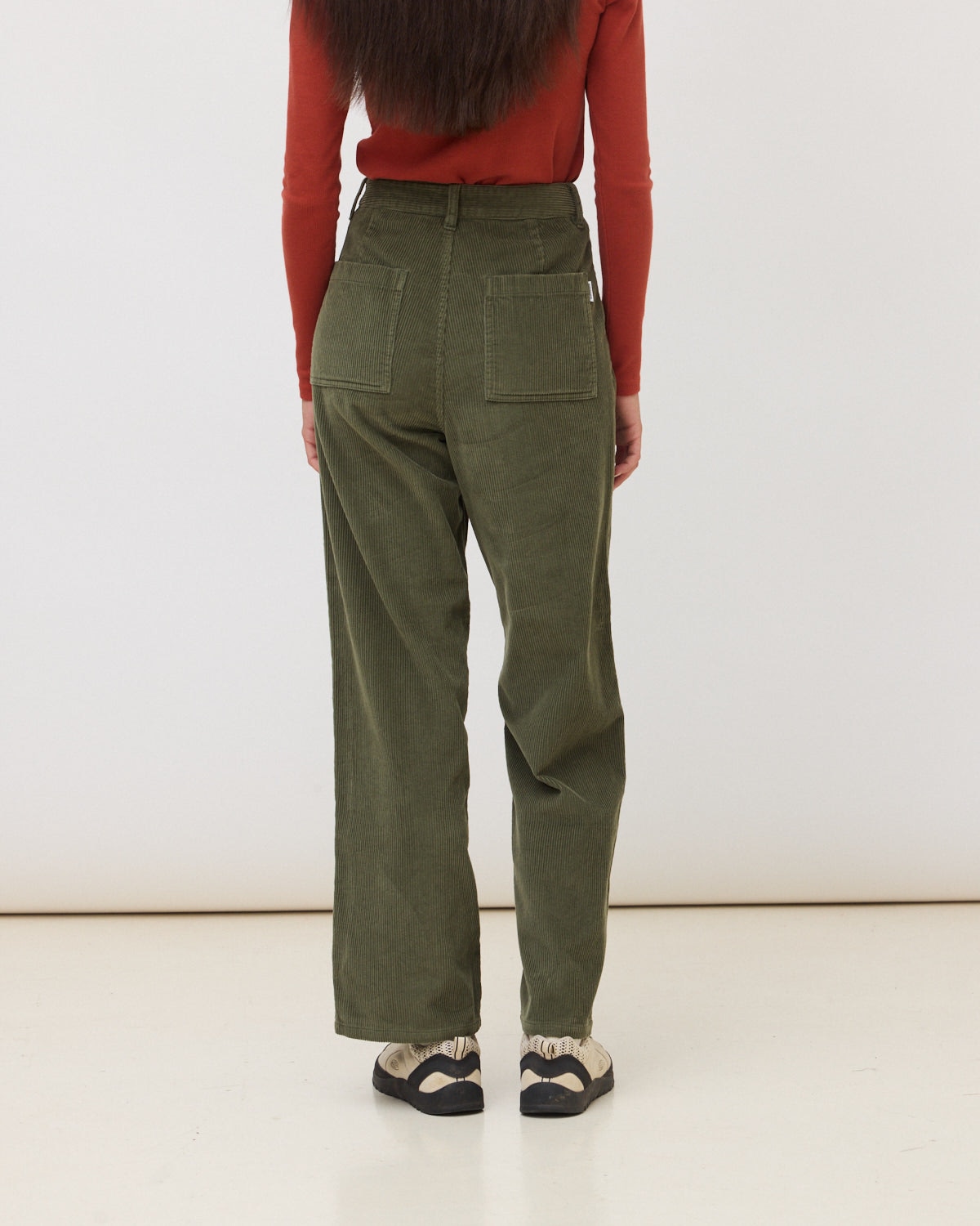 Pantalón straight de mujer de 100% algodón cord olive green - Blue Banana - Verde Oliva Verde Oliva-2