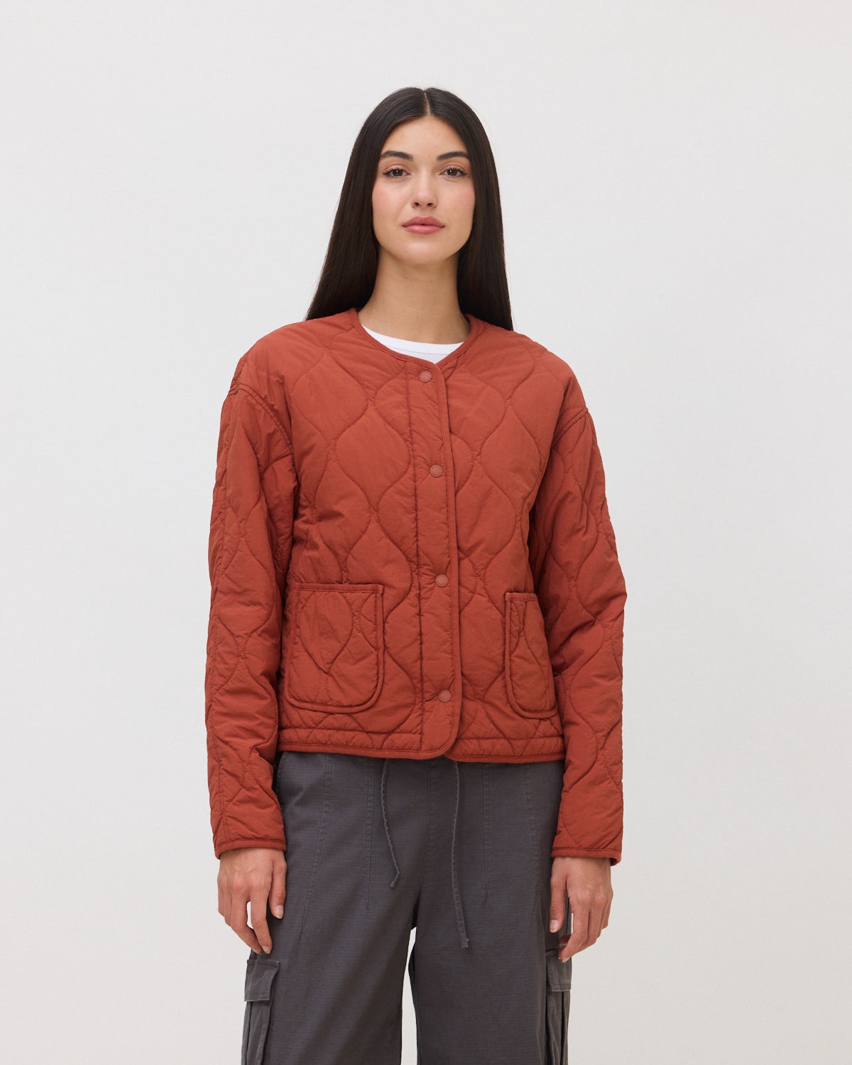 Chaqueta de mujer de 100% nylon pad terra - Blue Banana - Rojo Teja Rojo Teja-1