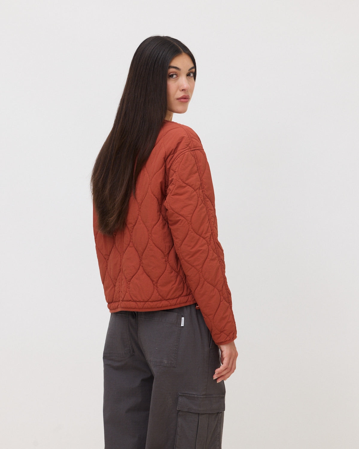 Chaqueta de mujer de 100% nylon pad terra - Blue Banana - Rojo Teja Rojo Teja-2