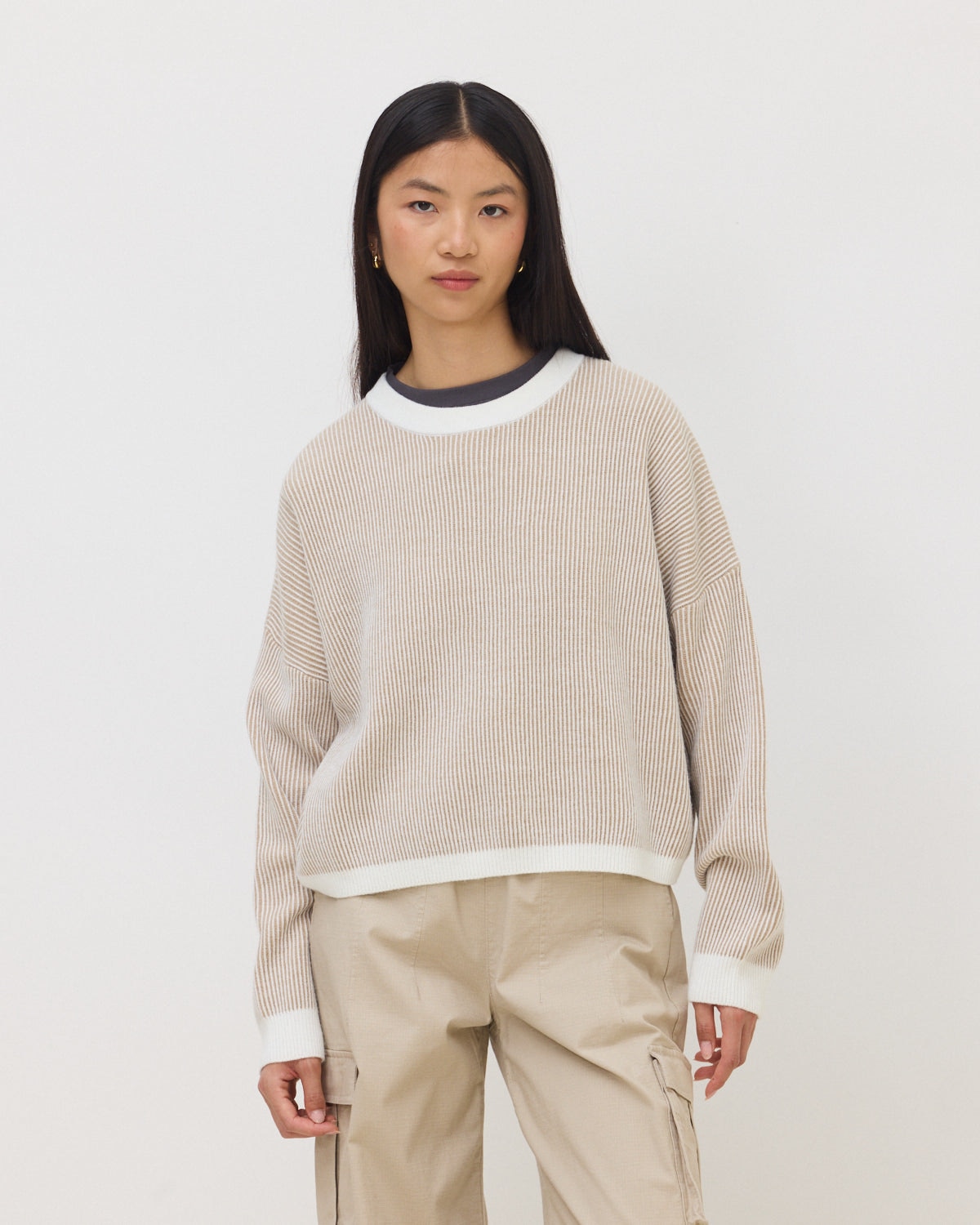 Imagen 0 de Jersey de punto de mujer ribbed camel Camel