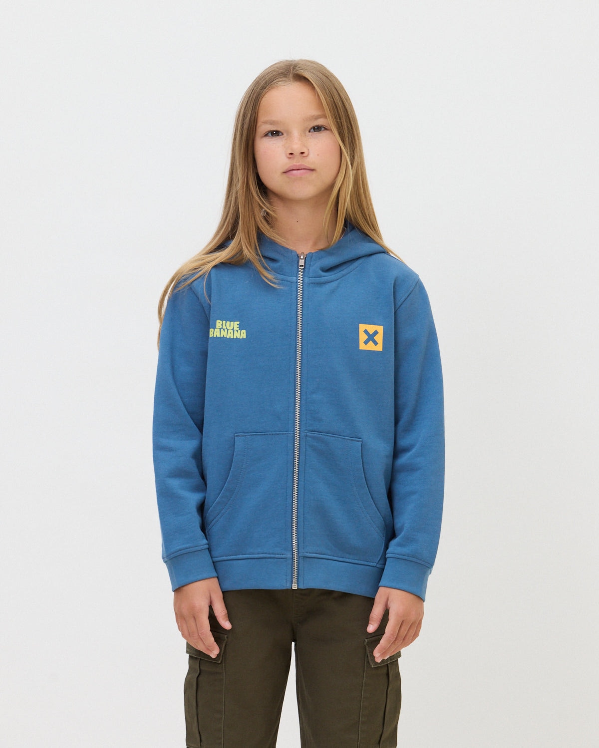 Imagen 0 de Sudadera con capucha y cremallera de 100% algodón orgánico trail indigo blue Azul