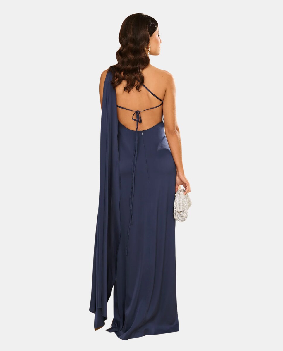 Vestido maxi de chiffon con tirantes dobles y cruzados en la espalda Morado