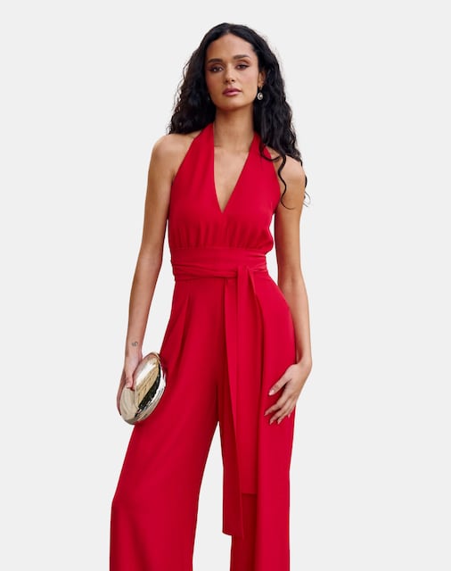 Imagen 0 de Mono con escote en forma de v y cuello halter