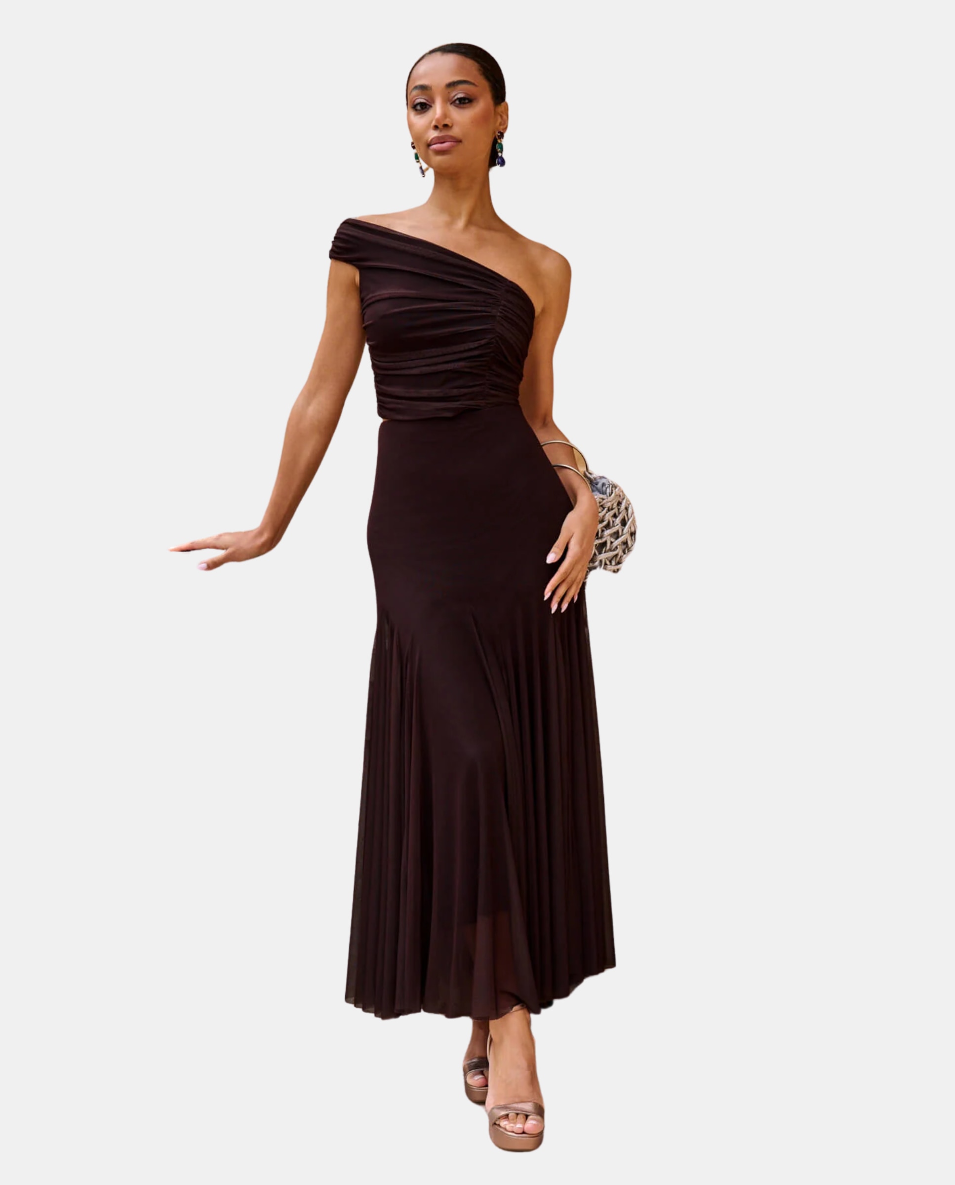 MIPHAI - Falda midi con vuelo de talle alto.