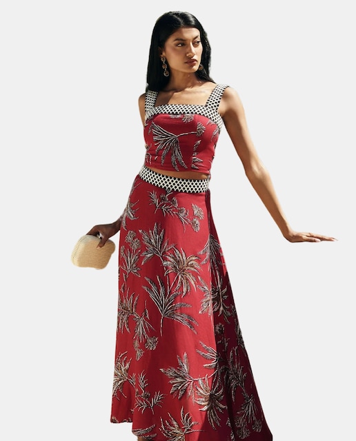 Imagen 0 de Falda midi estampada con vuelo