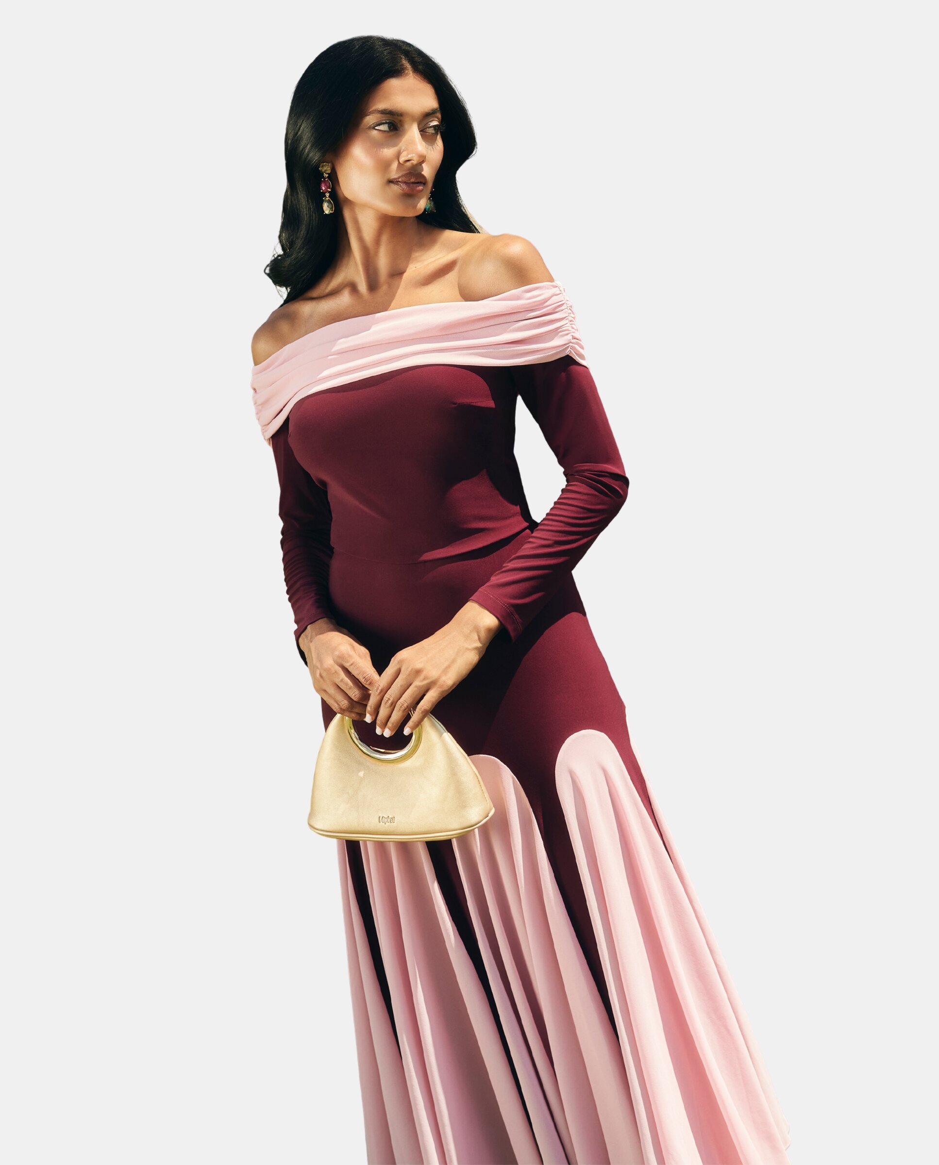 MIPHAI - Top de mujer bicolor con cuello barco.