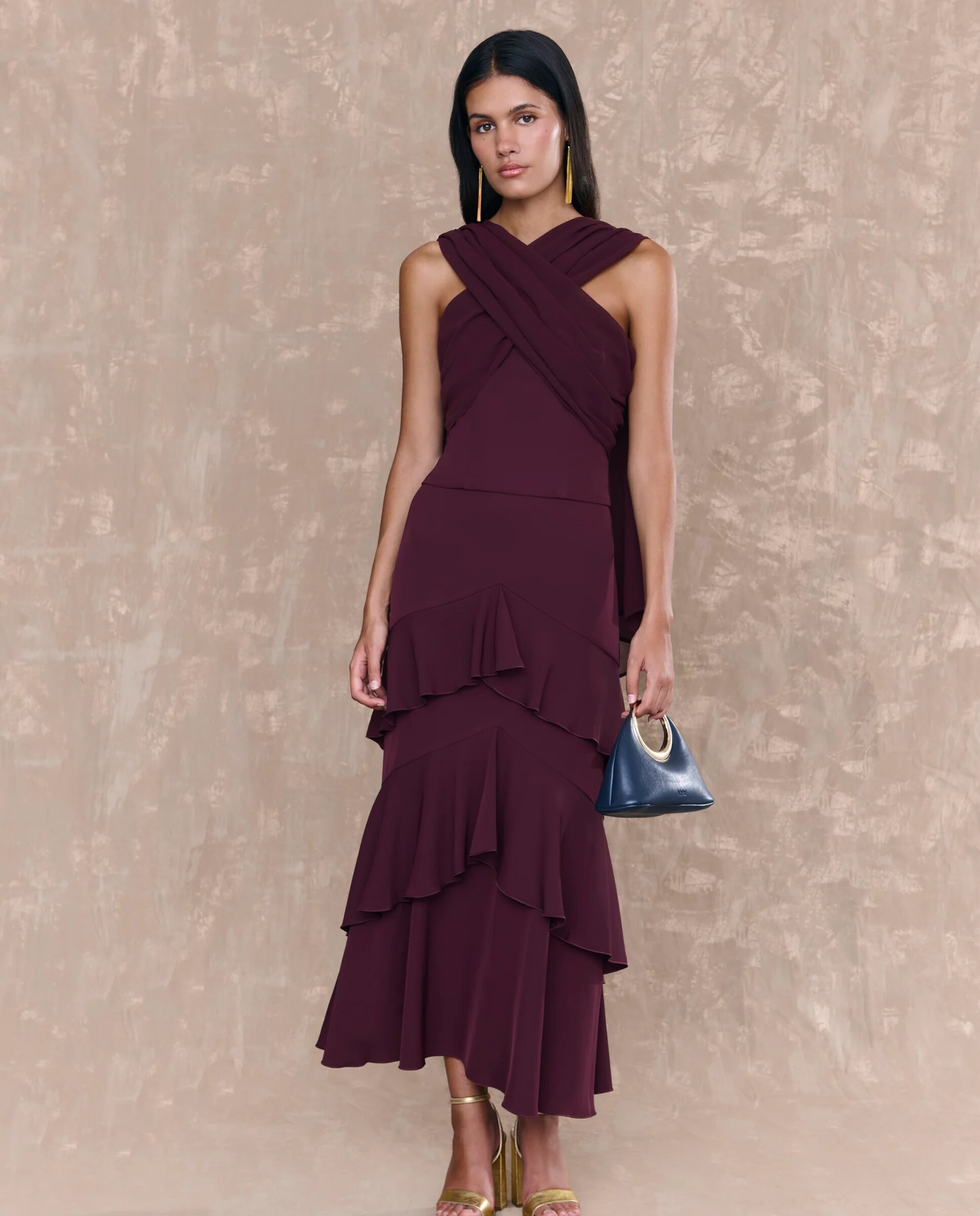 MIPHAI - Falda midi con volantes superpuestos.