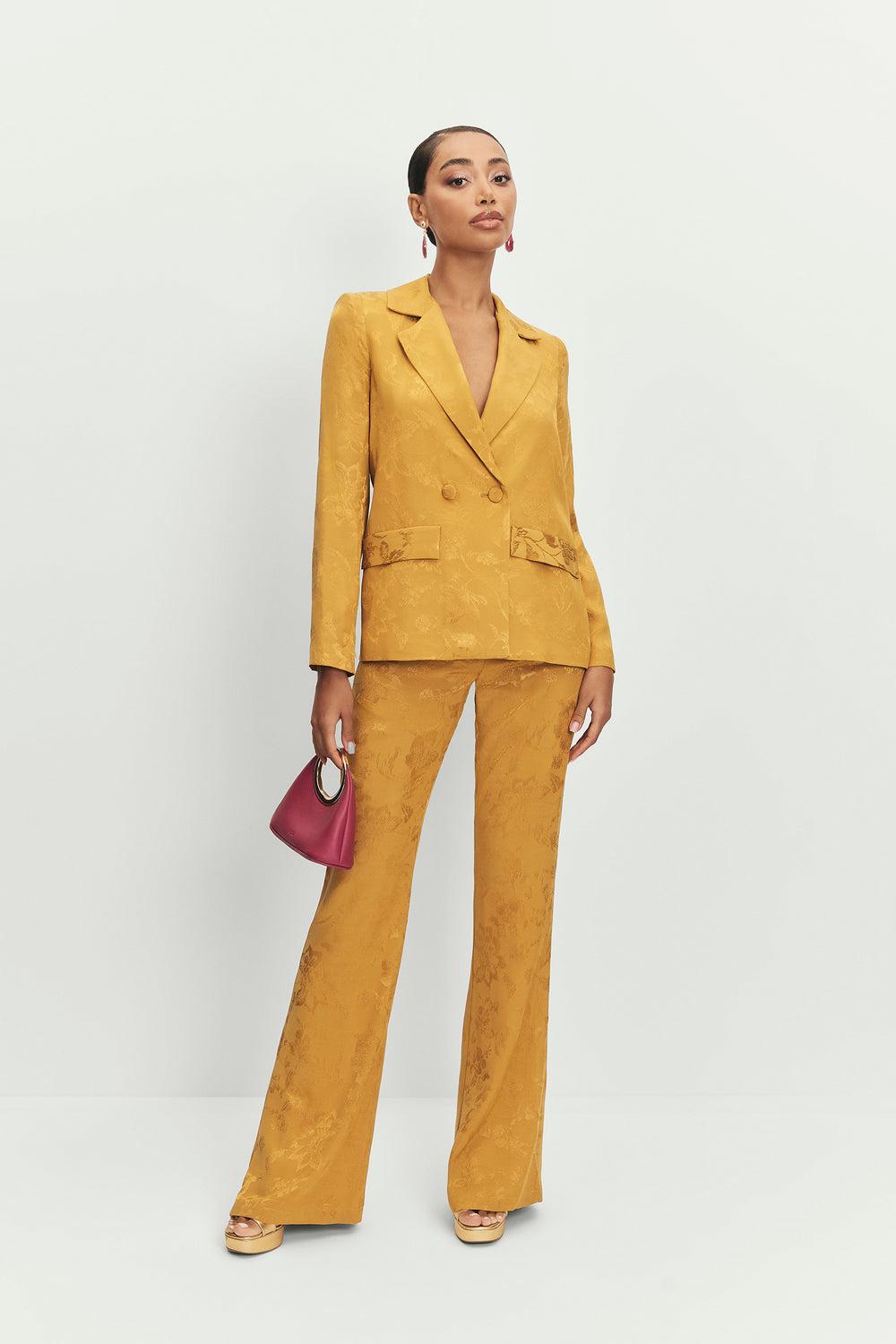 Imagen 0 de Blazer de mujer en tejido jacquard con fajín