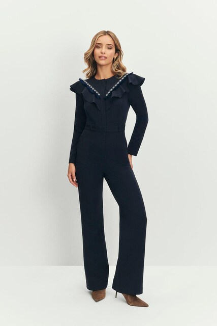 Imagen 0 de Mono de mujer largo con maxi cuello con volantes