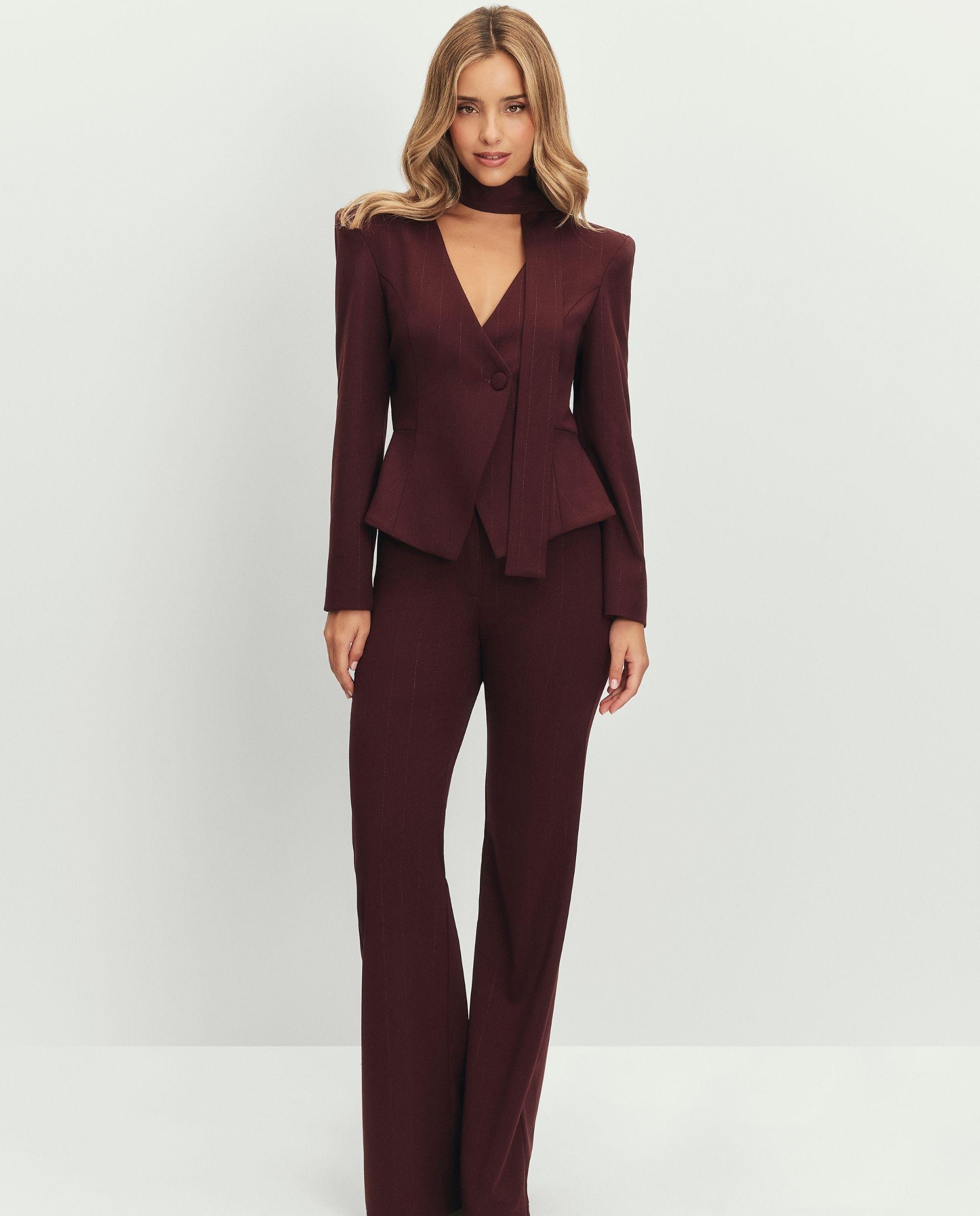 MIPHAI - Blazer de mujer con escote profundo y choker a juego.