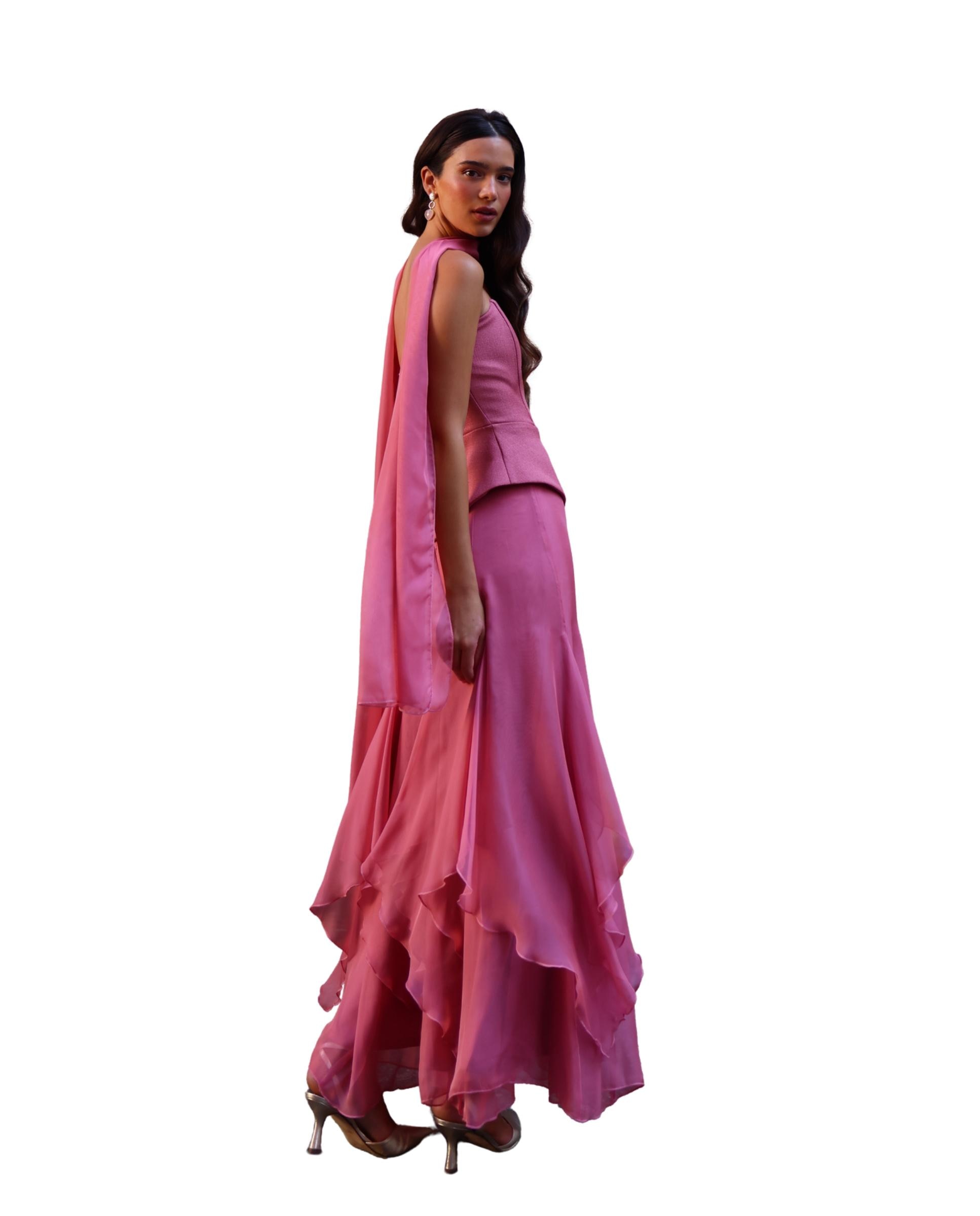Imagen 4 de Top de mujer palabra de honor asimétrico - MIPHAI - Rosa Rosa