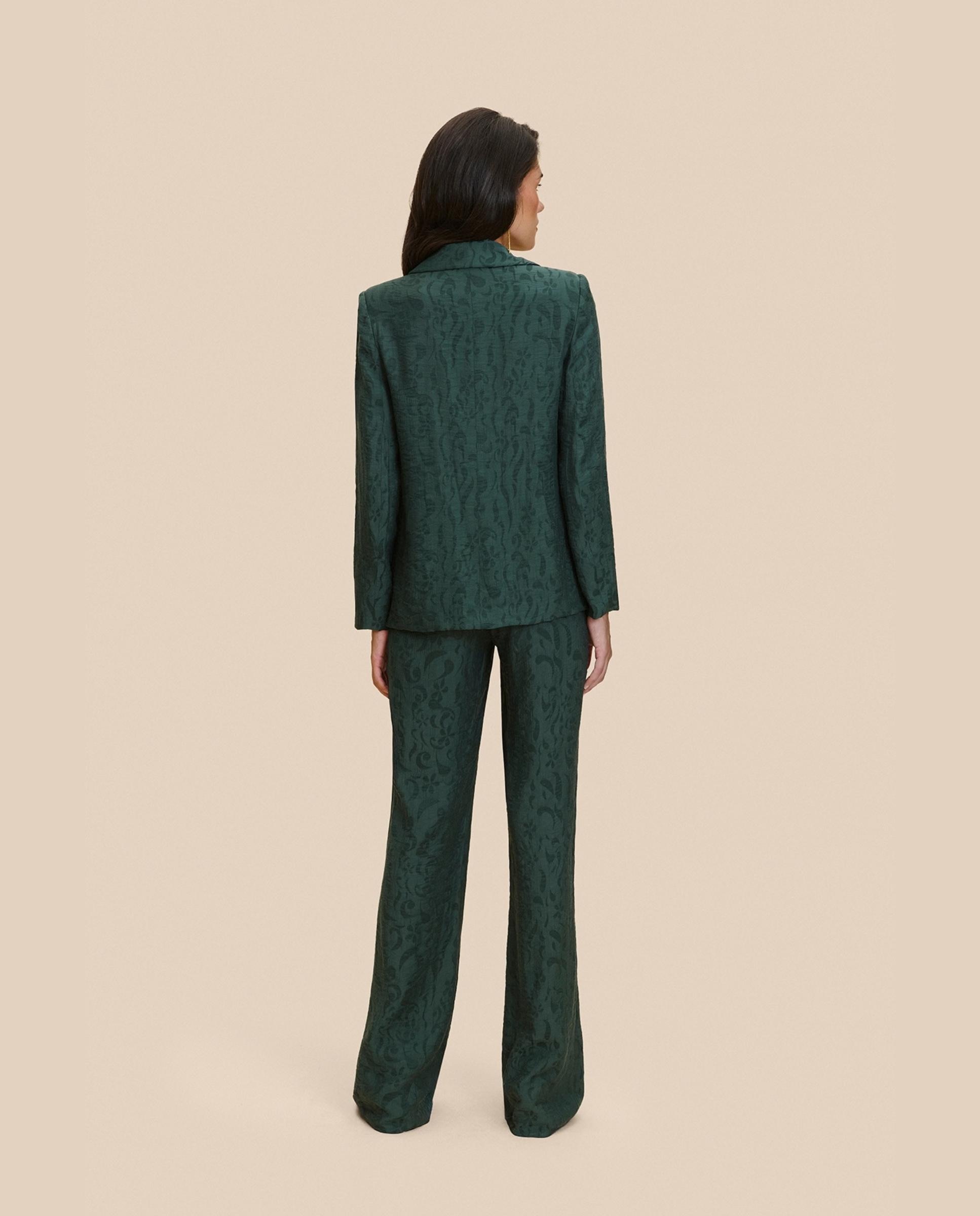 Blazer de mujer jacquard con fajín a juego - MIPHAI - Verde morado Verde morado-4