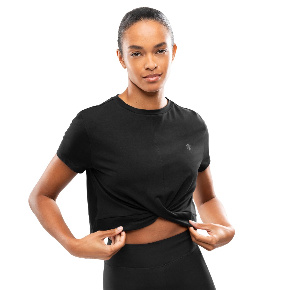 Imagen 0 de Camiseta deportiva manga corta nudo mujer Space Siroko Negro