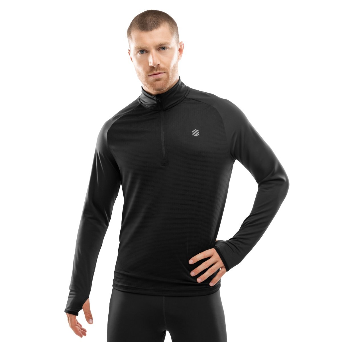Sudadera media cremallera running hombre Intuit Siroko - Negro Negro-1