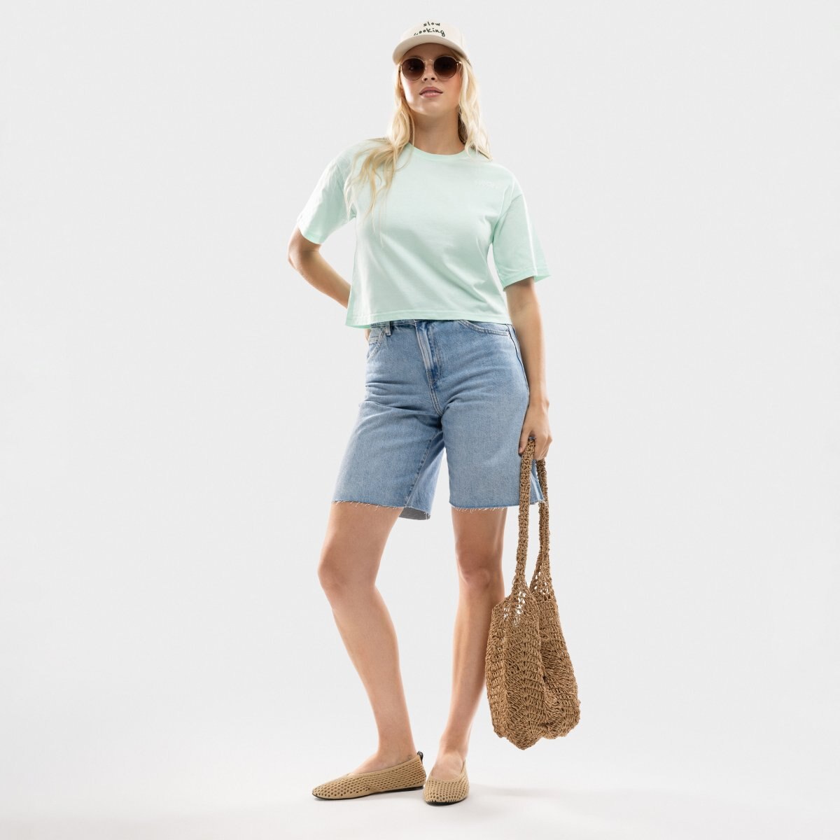 Camiseta crop holgada mujer IBZ Eivissa Siroko - Azul Azul-3