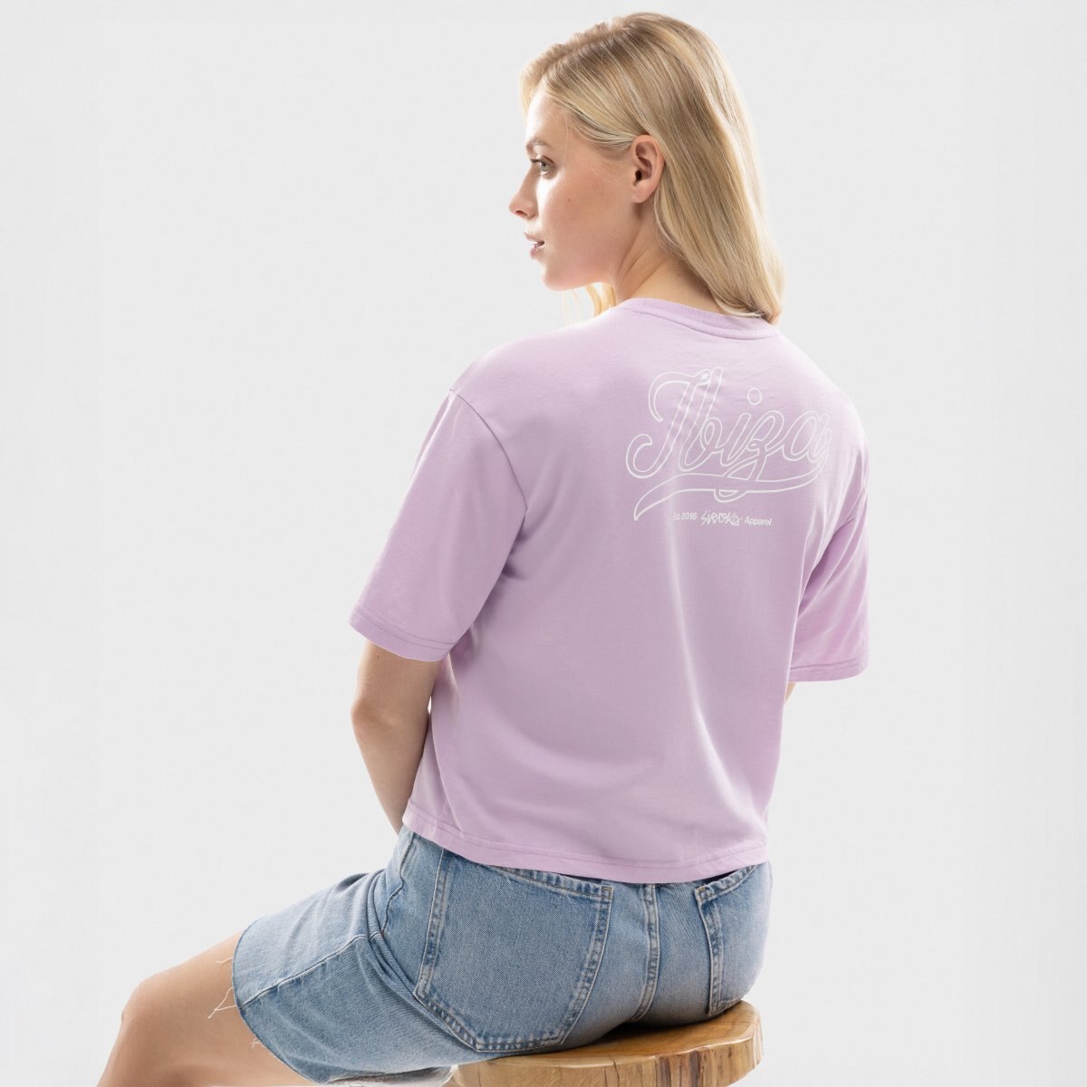 Camiseta crop holgada mujer IBZ Eivissa Siroko - Morado Morado-2