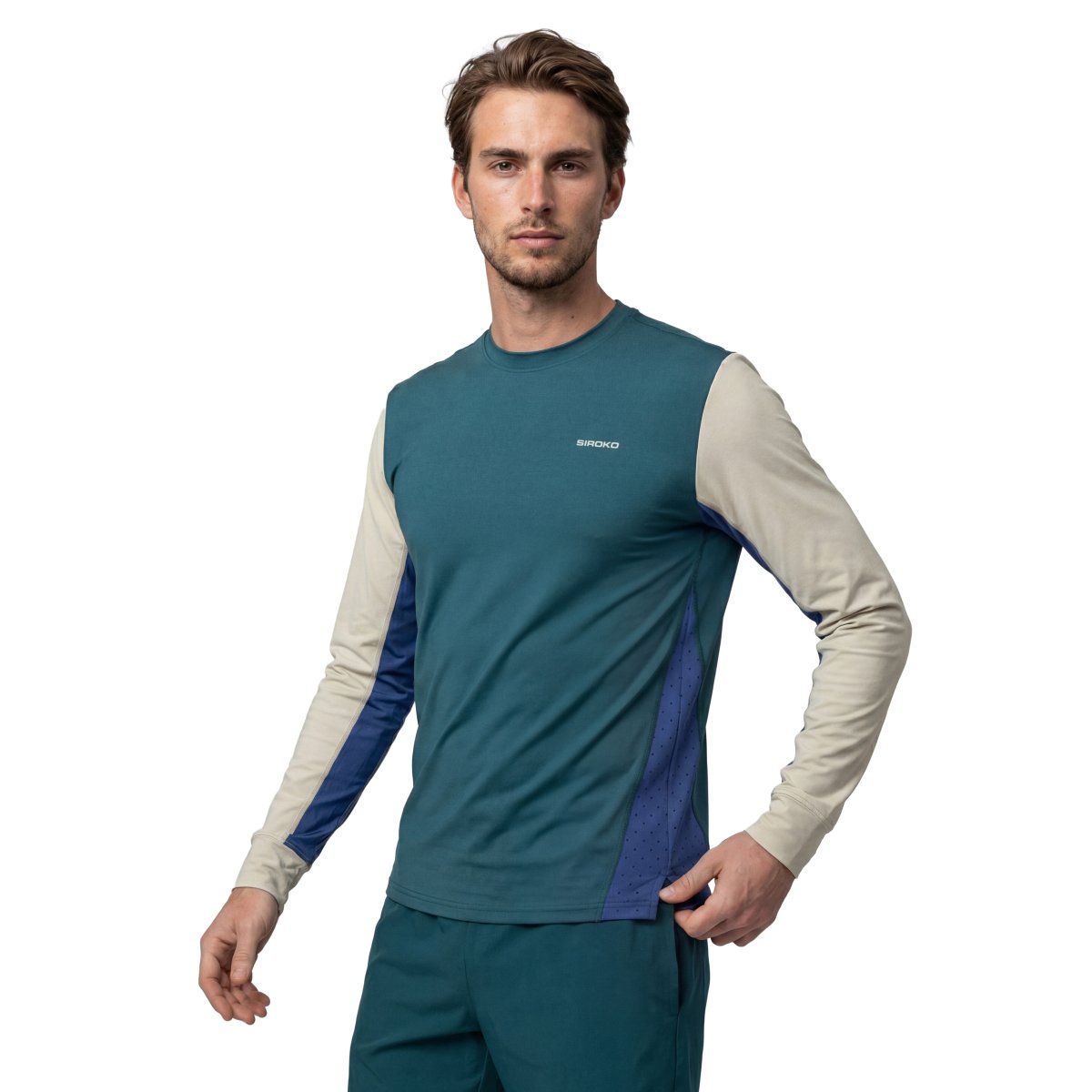 Siroko Camiseta técnica manga larga tenis hombre Roma Blanco