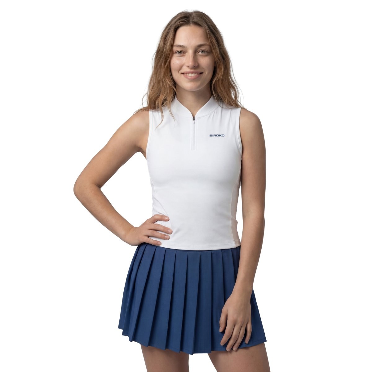 Siroko Top sin mangas media cremallera tenis mujer Rally-W Verde