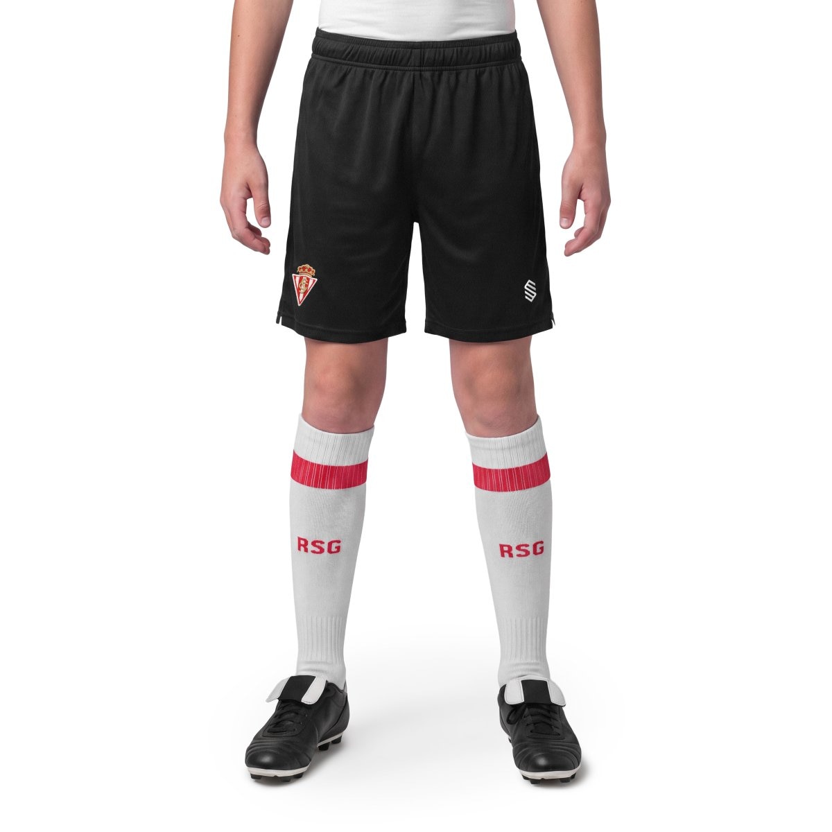 Siroko Pantalón corto equipación oficial del Real Sporting de Gijón Niño RSG Home Shorts K Blanco
