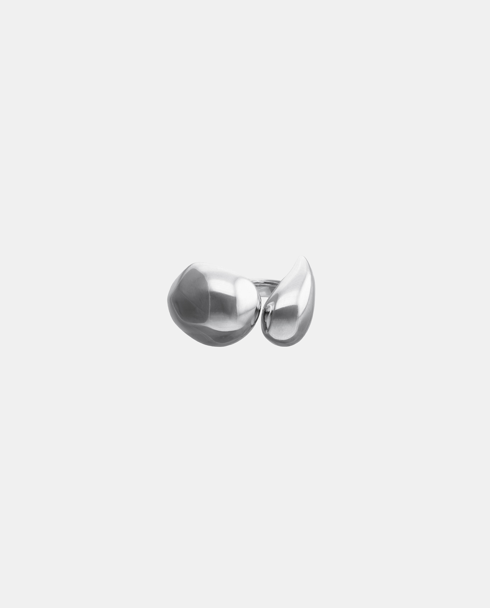 Anillo bañado en plata con dos gotas en los extremos - UNO de 50 - Plata Plata-1