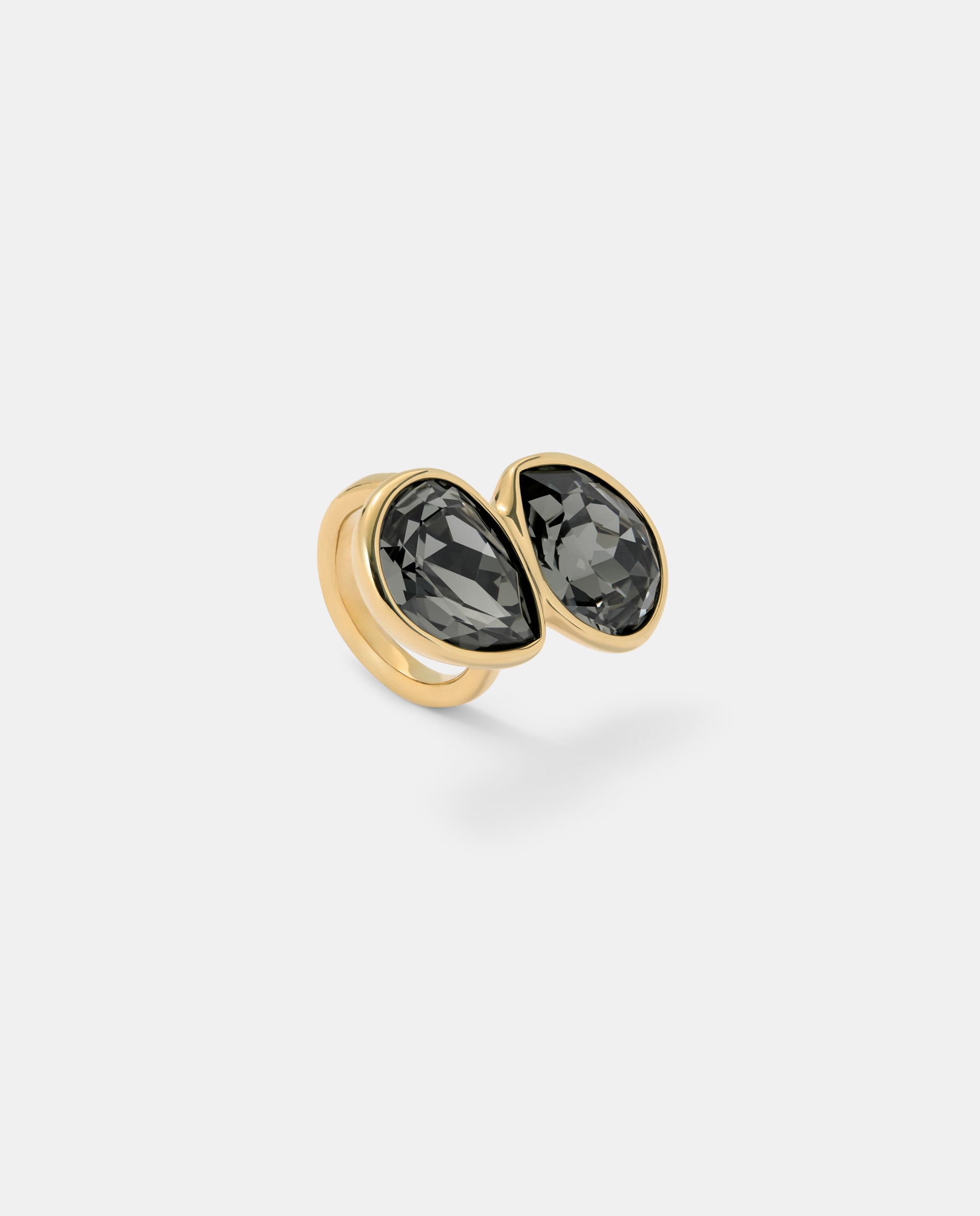 Imagen 2 de Anillo bañado con dos cristales facetados - UNO de 50 - Gris Gris
