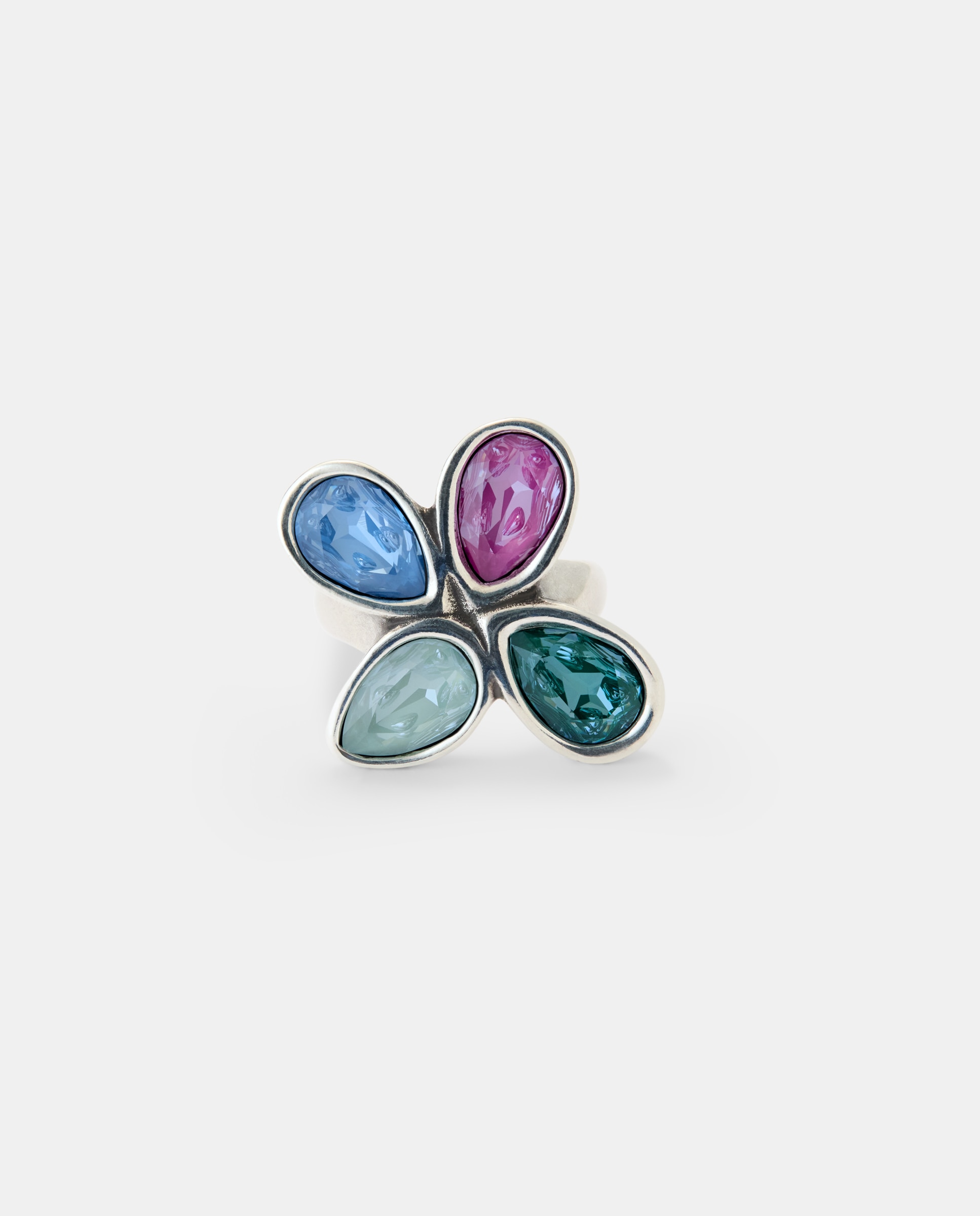 Imagen 1 de Anillo bañado con cuatro cristales facetados Multicolor